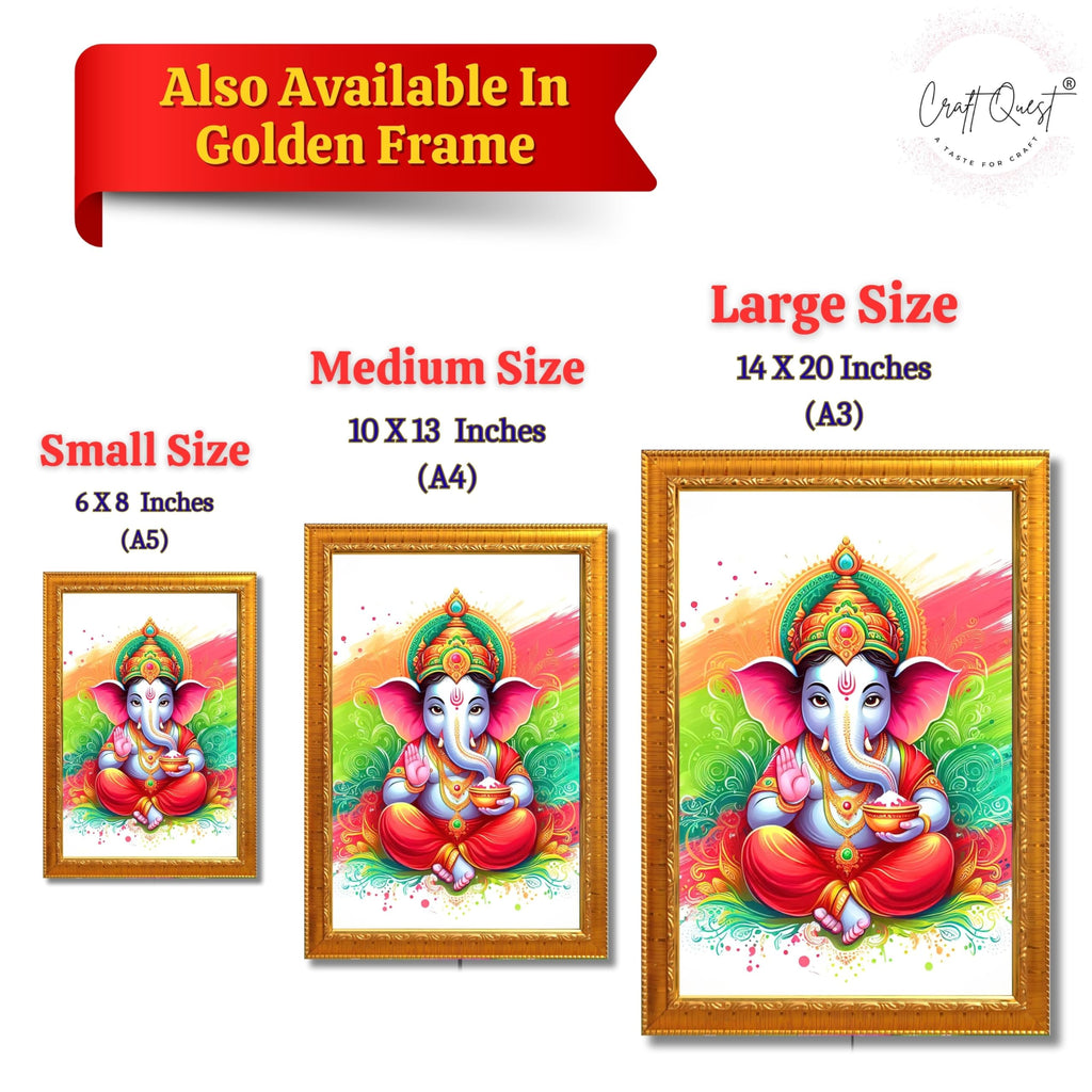 CRAFT QUEST Lord Ganesh ji Art Framed Wall Painting With Frame For Home and,Office Décor Items