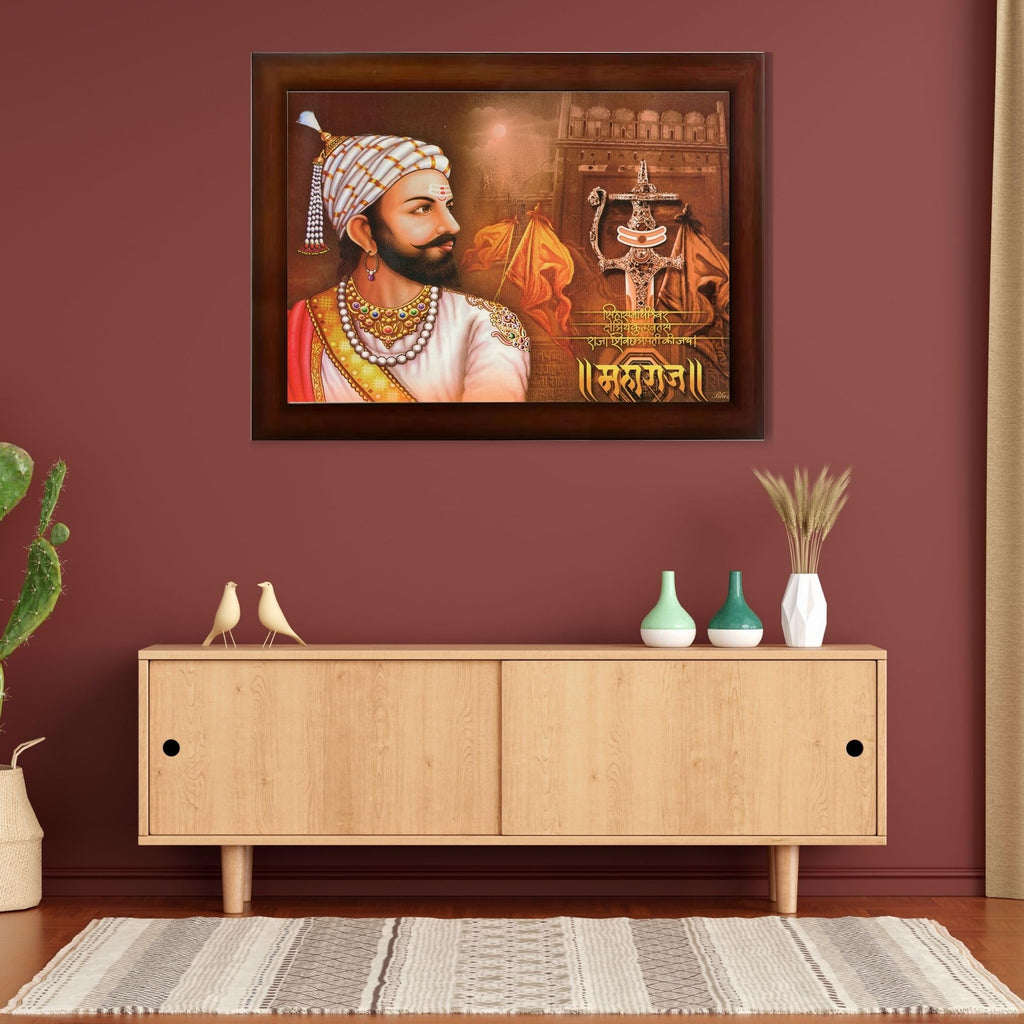 CRAFT QUEST Chhatrapati Shivaji Maharaj photo frame Home Decorative items with synthetic frame