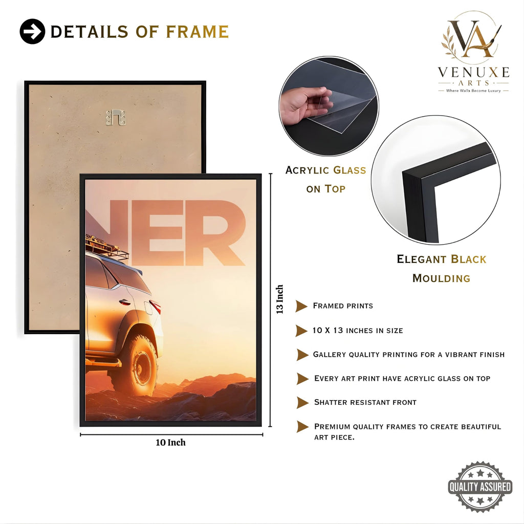 VENUXE ARTS Set Of 3 Big Sports Cars Framed Posters Gift Items for Boys Room Wall Decoration Bedroom Living Room Office Studio Décor | Car Poster Frame for Wall Décor