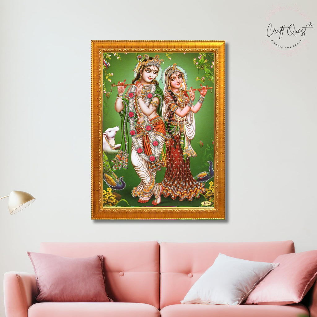 CRAFT QUEST Lord Radha Krishna Photo Frame Wall Painting Framed Home and room Décor