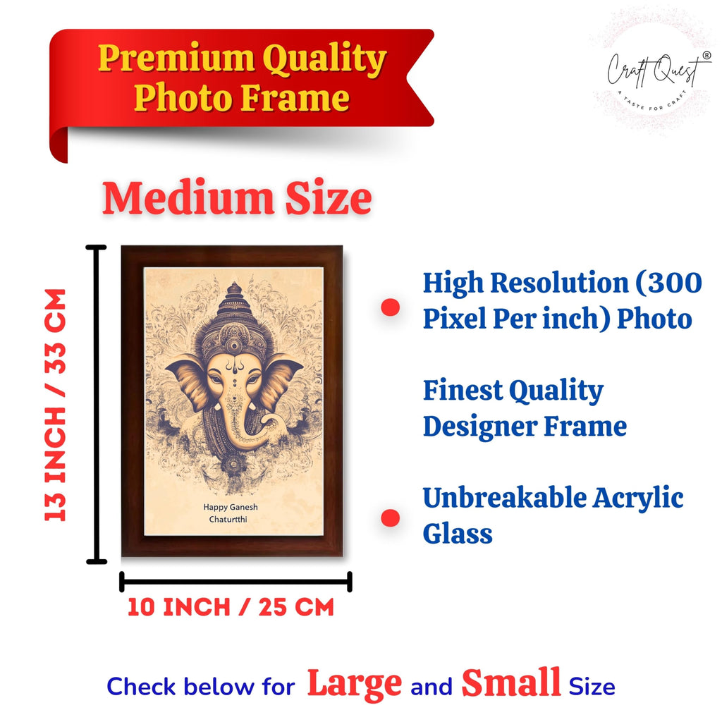 CRAFT QUEST Lord Ganpati Ganesh God Frame for Pooja Room & Wall Decor GA-253