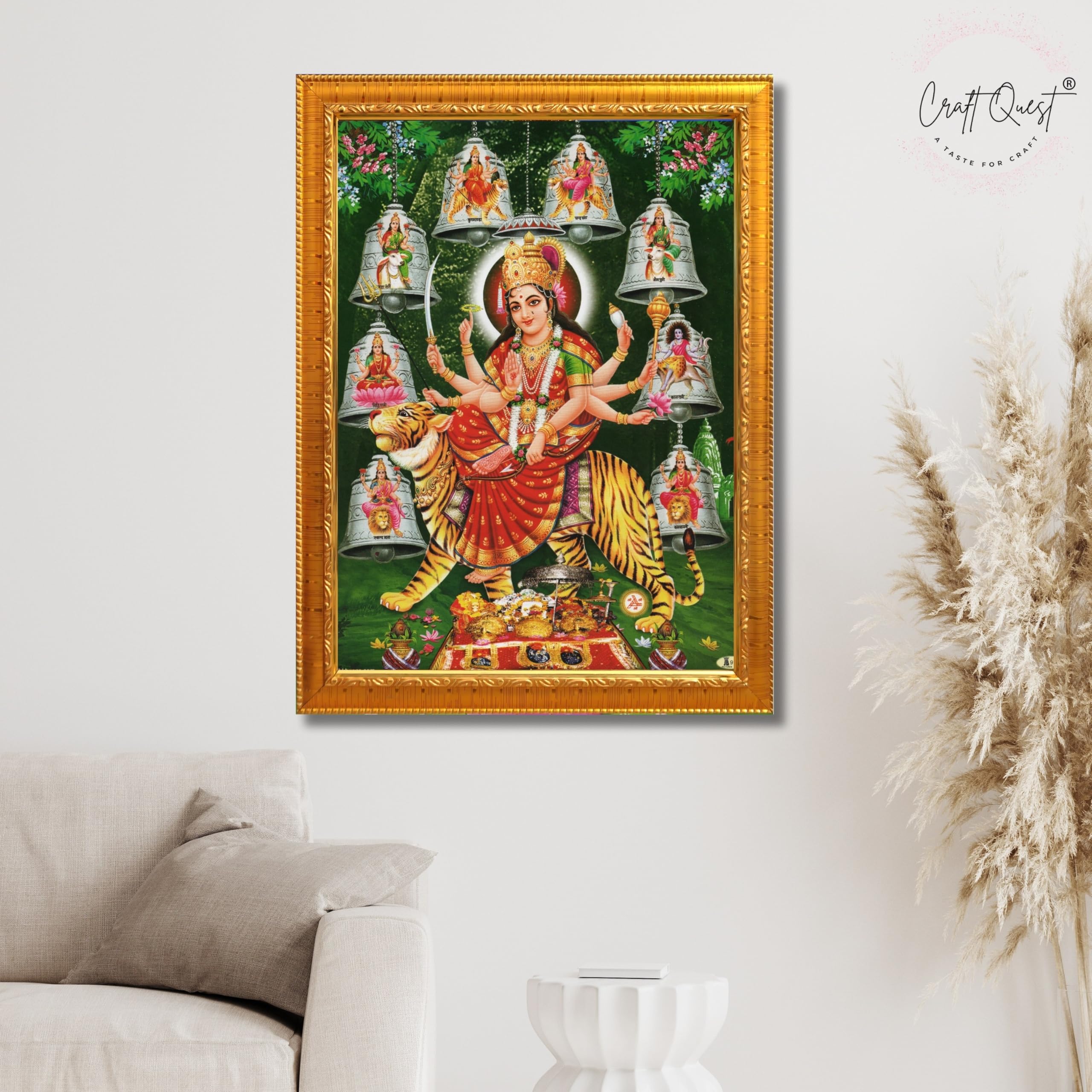 CRAFT QUEST Durga Maa Mata Goddess Nav Navadurga Navdurga Wall Painting Framed Home Decor