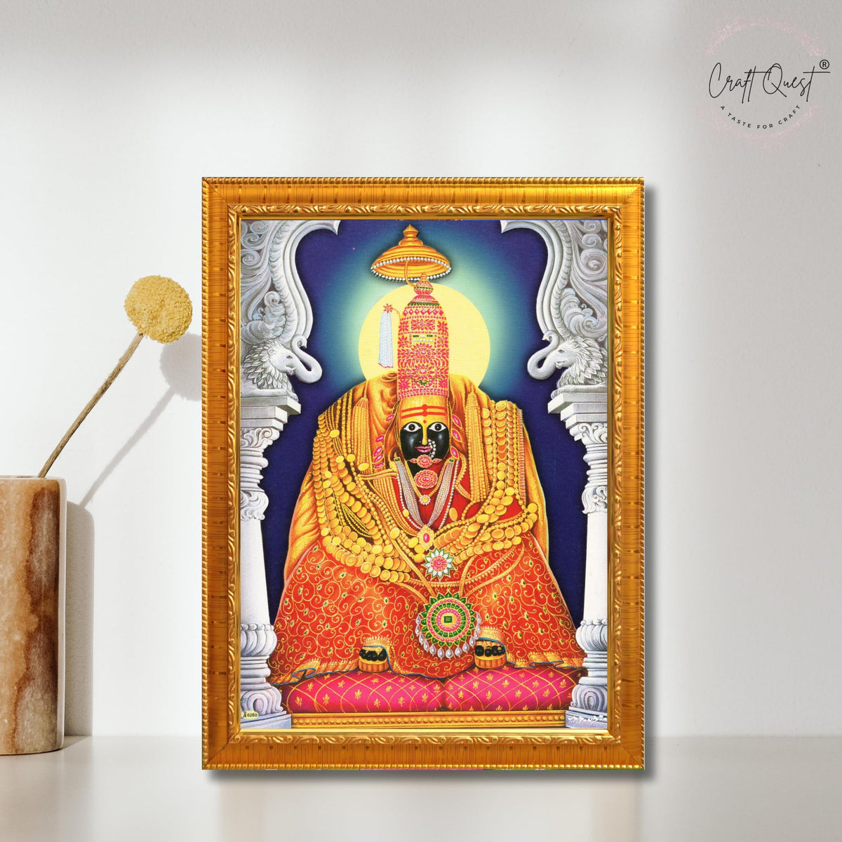 CRAFT QUESTTulja mata photo with frame, Tuljabhawani photo, Tuljapur, Religious Framed Painting