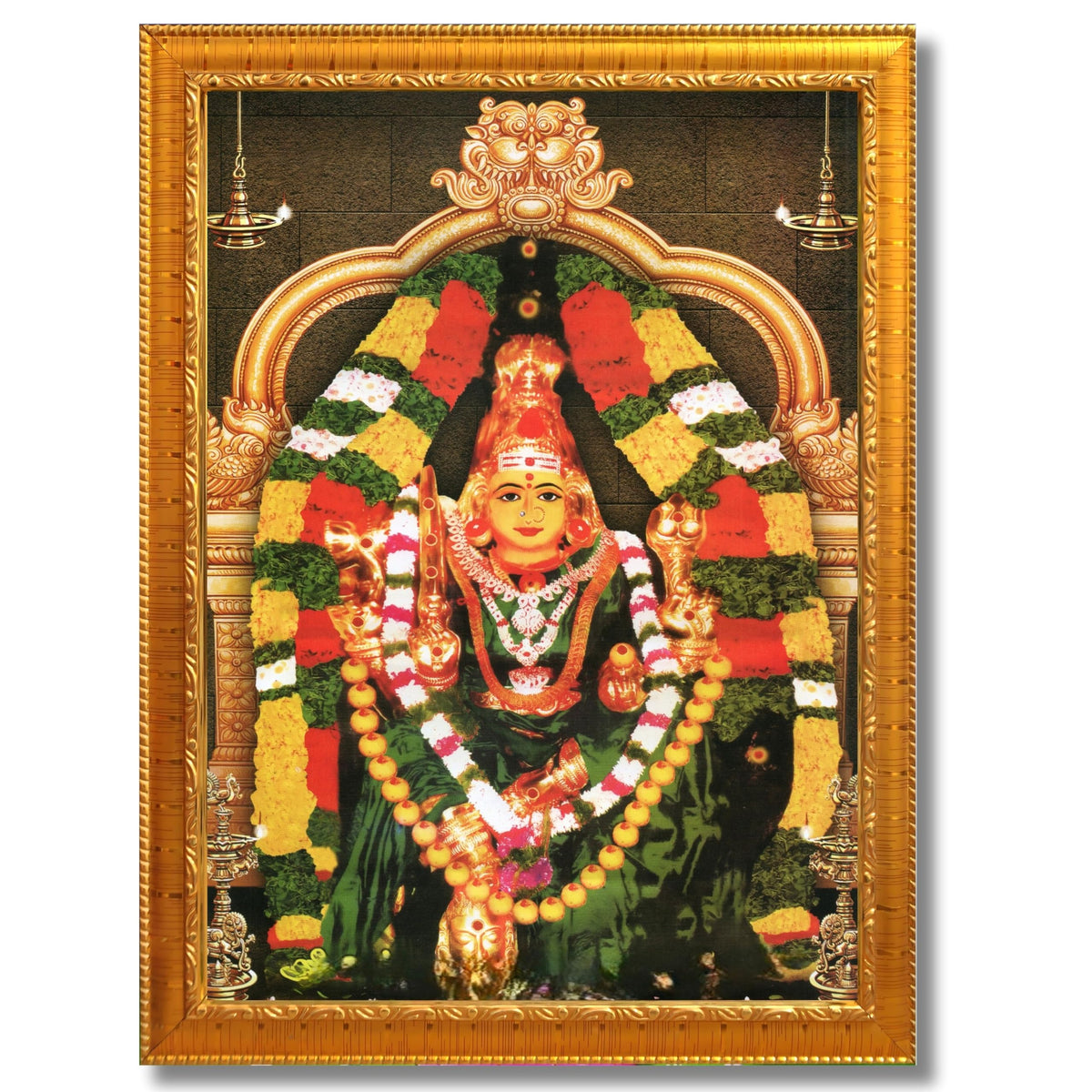 CRAFT QUEST Vijayawada Kanaka Durga Devi Durgamma Wall Photo Framed | South God Frame for Home, Office, Temple & Gifting