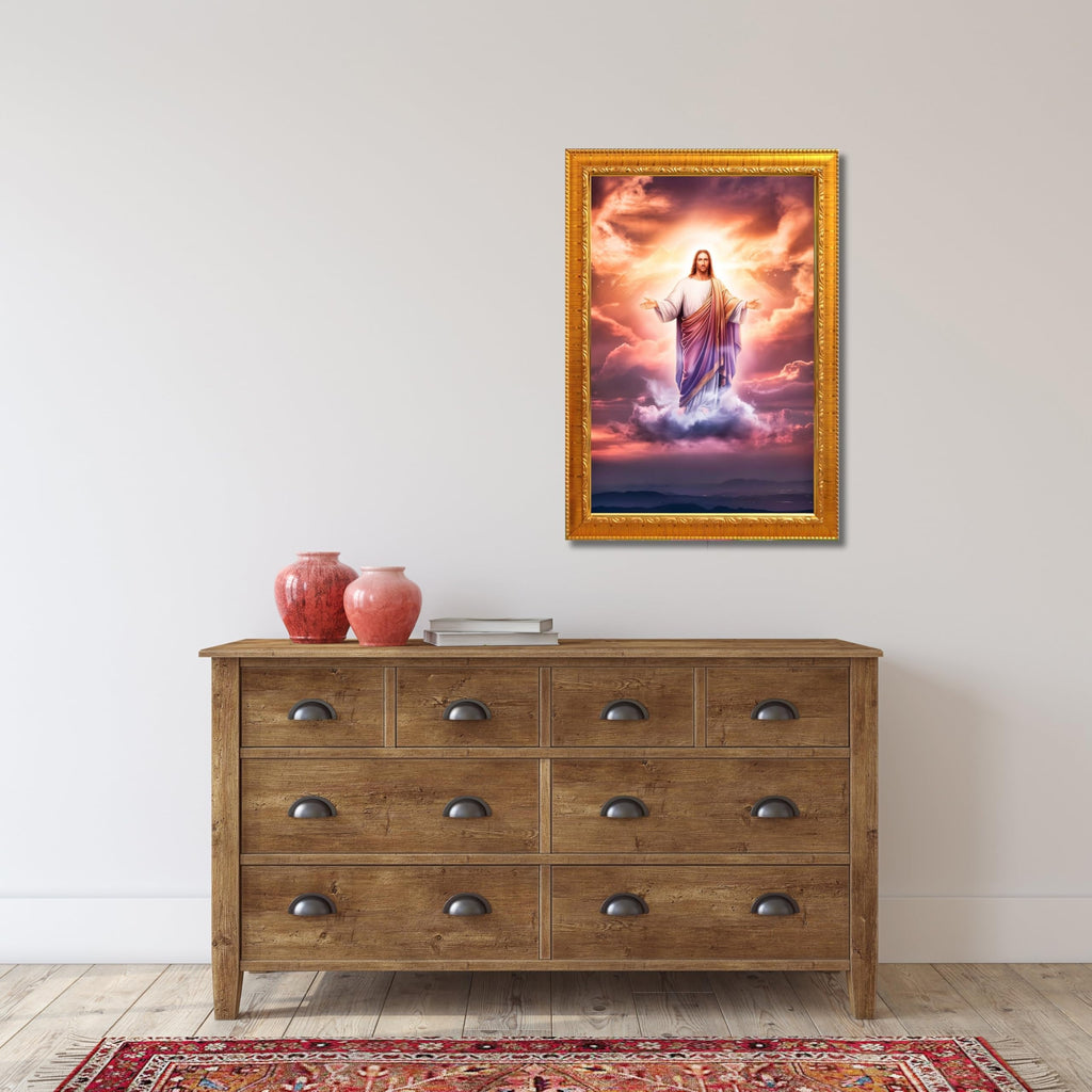 CRAFT QUEST Lord Jesus Christ Blessing Wall Artwork Wood Photo Frame Wall Hanging Décor and Gift Item