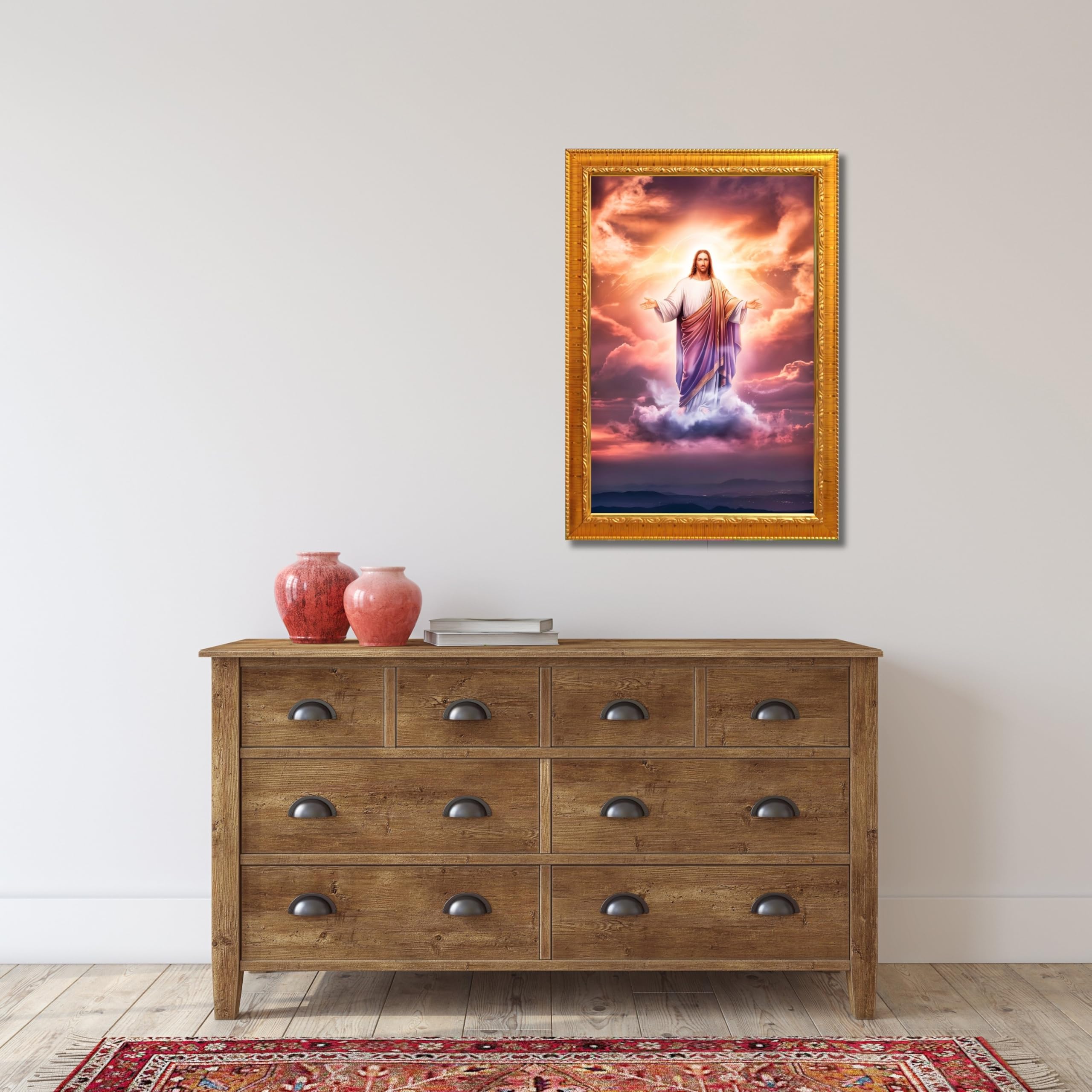 CRAFT QUEST Lord Jesus Christ Blessing Wall Artwork Wood Photo Frame Wall Hanging Décor and Gift Item