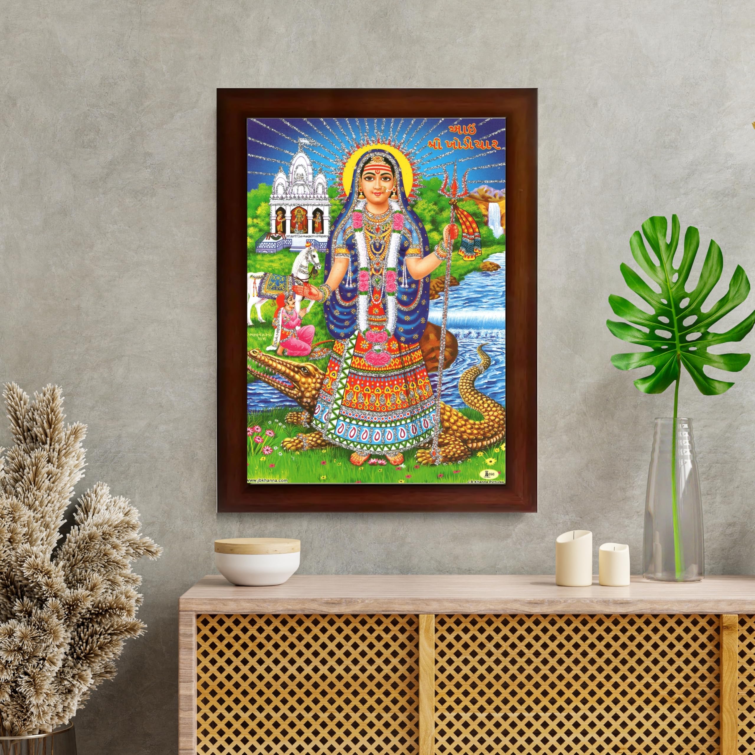 CRAFT QUEST Khodiyar Maa Mata Wall Painting Framed Home Décor wooden framed