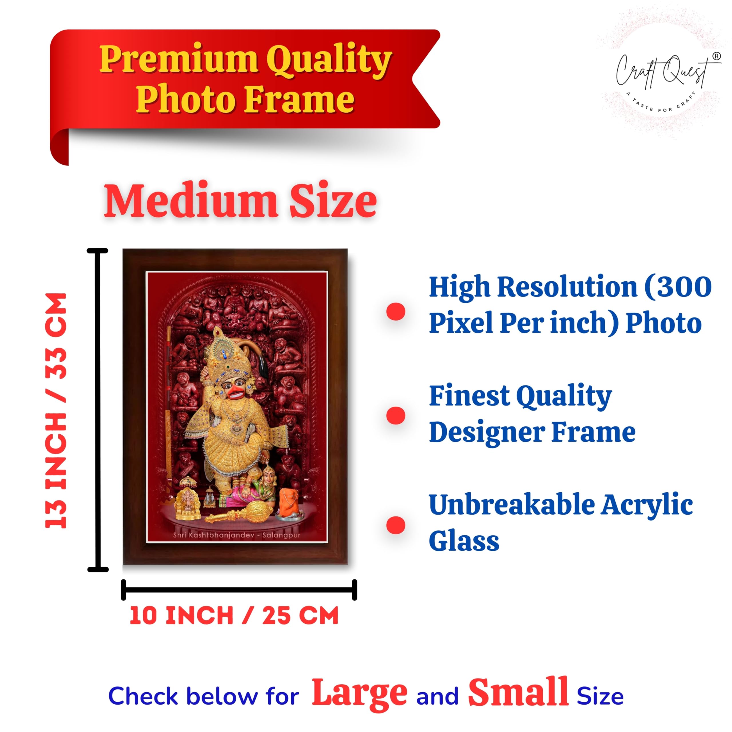CRAFT QUEST Shree Kashtabhanjan Dev Hanumanji Salangpur Religious Photo Frame Synthetic, Wall hangings