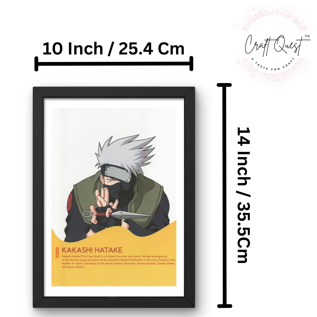 CRAFT QUEST Naruto Anime Laminated Posters Framed Painting For Anime Naruto Fans Wall Decor, Home Decor with Matte Black Frame (14 Inches x 10 Inches)