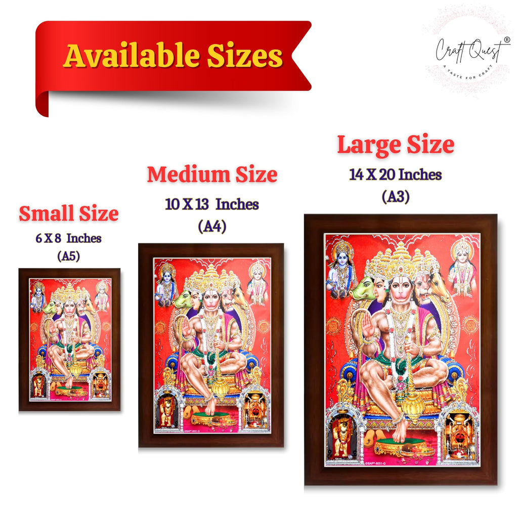 CRAFT QUEST Panchmukhi Hanuman JI | Bajrangbali Religious Photo frame Home Decorative Item Synthetic Wood