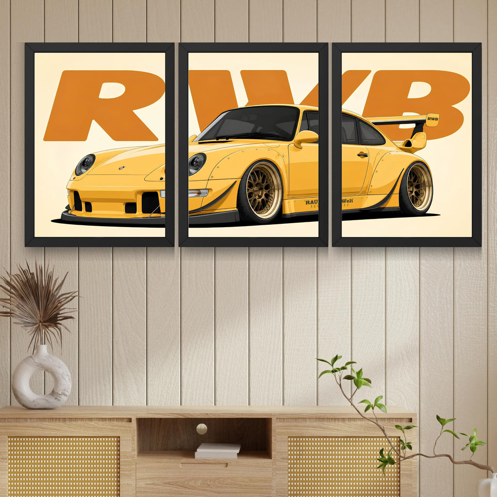 VENUXE ARTS Set Of 3 Big Sports Cars Framed Posters Gift Items for Boys Room Wall Decoration Bedroom Living Room Office Studio Décor | Car Poster Frame for Wall Décor