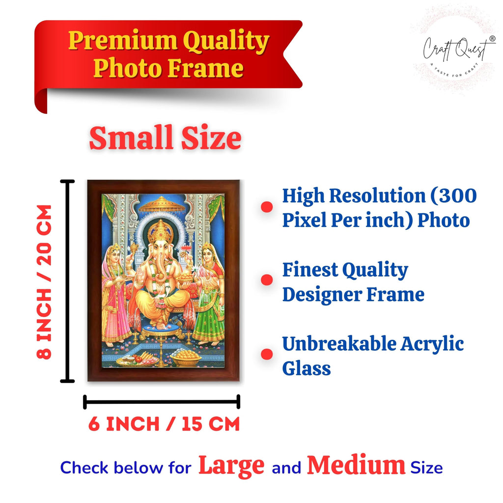 CRAFT QUEST Lord Ganesha Ganpati ji Modern Wall Painting With Frame For Pooja, Home and Office Decor,