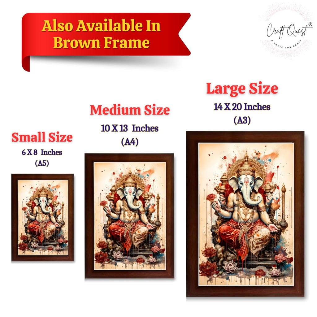 CRAFT QUEST Lord Ganesh Ganpati ji Hanging Wall Painting Framed For Home Décor