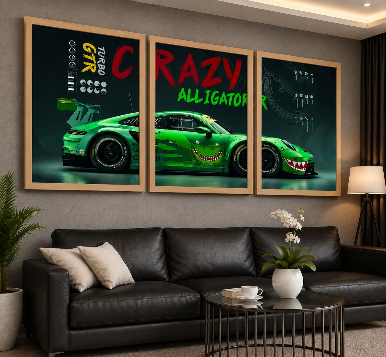 VENUXE ARTS Set Of 3 Big Sports Cars Framed Posters Gift Items for Boys Room Wall Decoration Bedroom Living Room Office Studio Décor | Car Poster Frame for Wall Décor