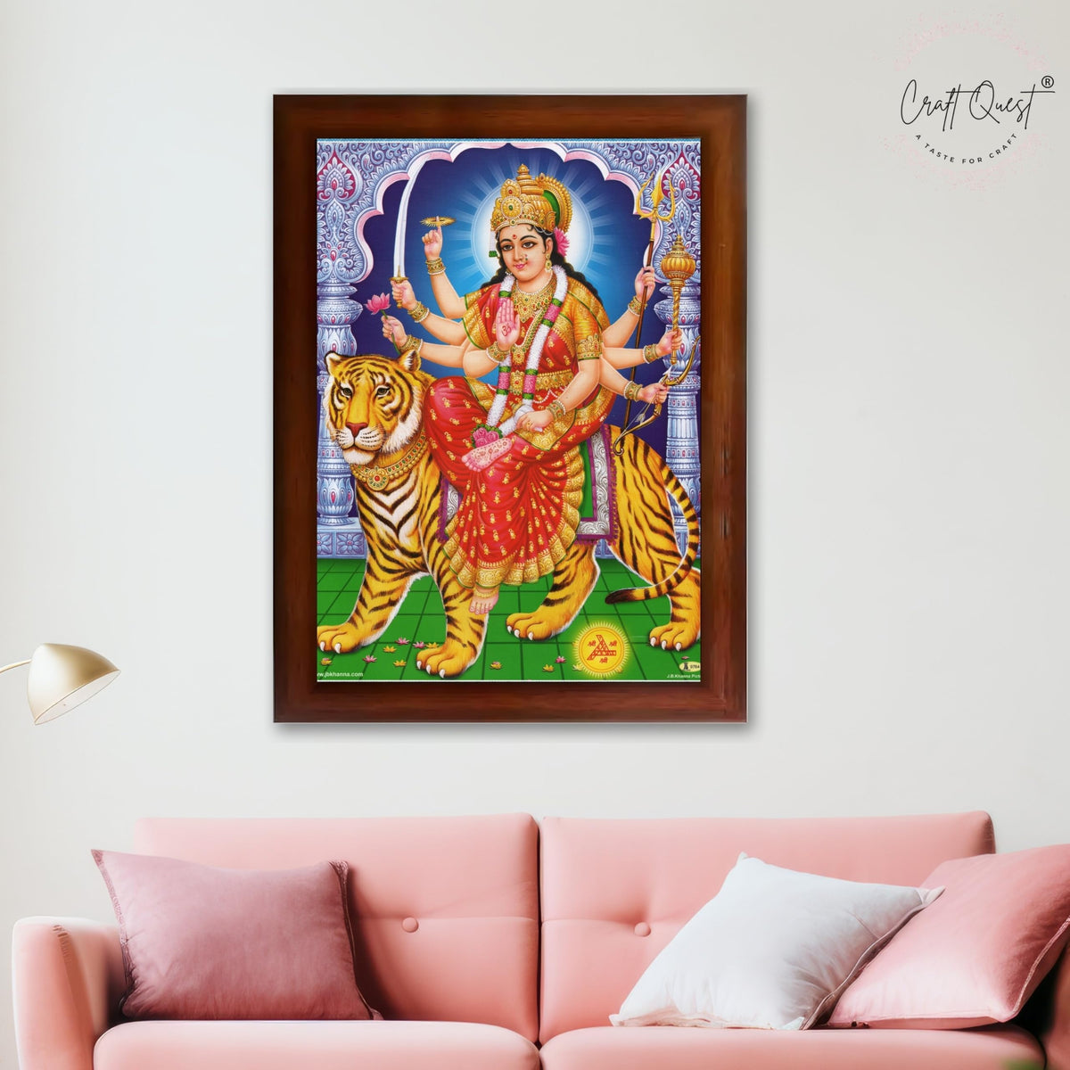 CRAFT QUEST Durga Mata Ji Nav Navdurga Wall Painting Framed Home Decor Items