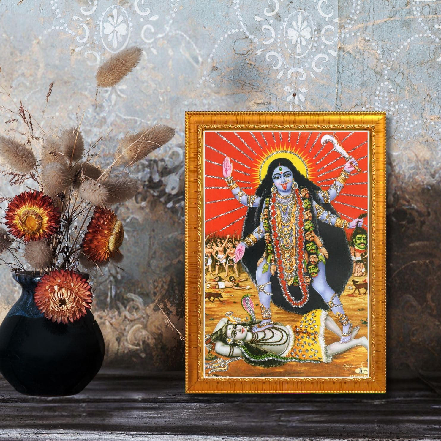 CRAFT QUEST Kali Mata photo with frame, God Religious Framed With Acrylic Glass