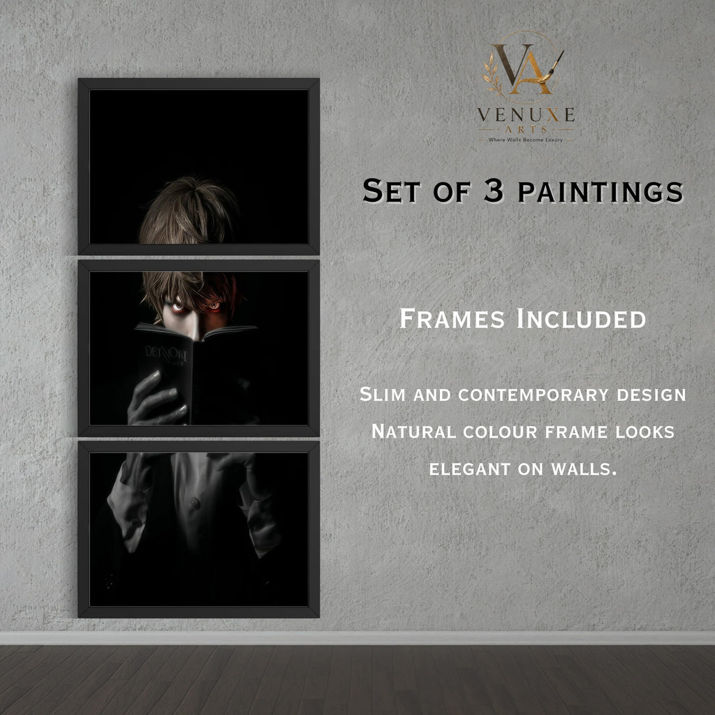 VENUXE ARTS Set Of 3 Anime Characters Wall Framed |Anime Characters Framed Poster for Living Room Bedroom Gaming Room Studio Wall Decor