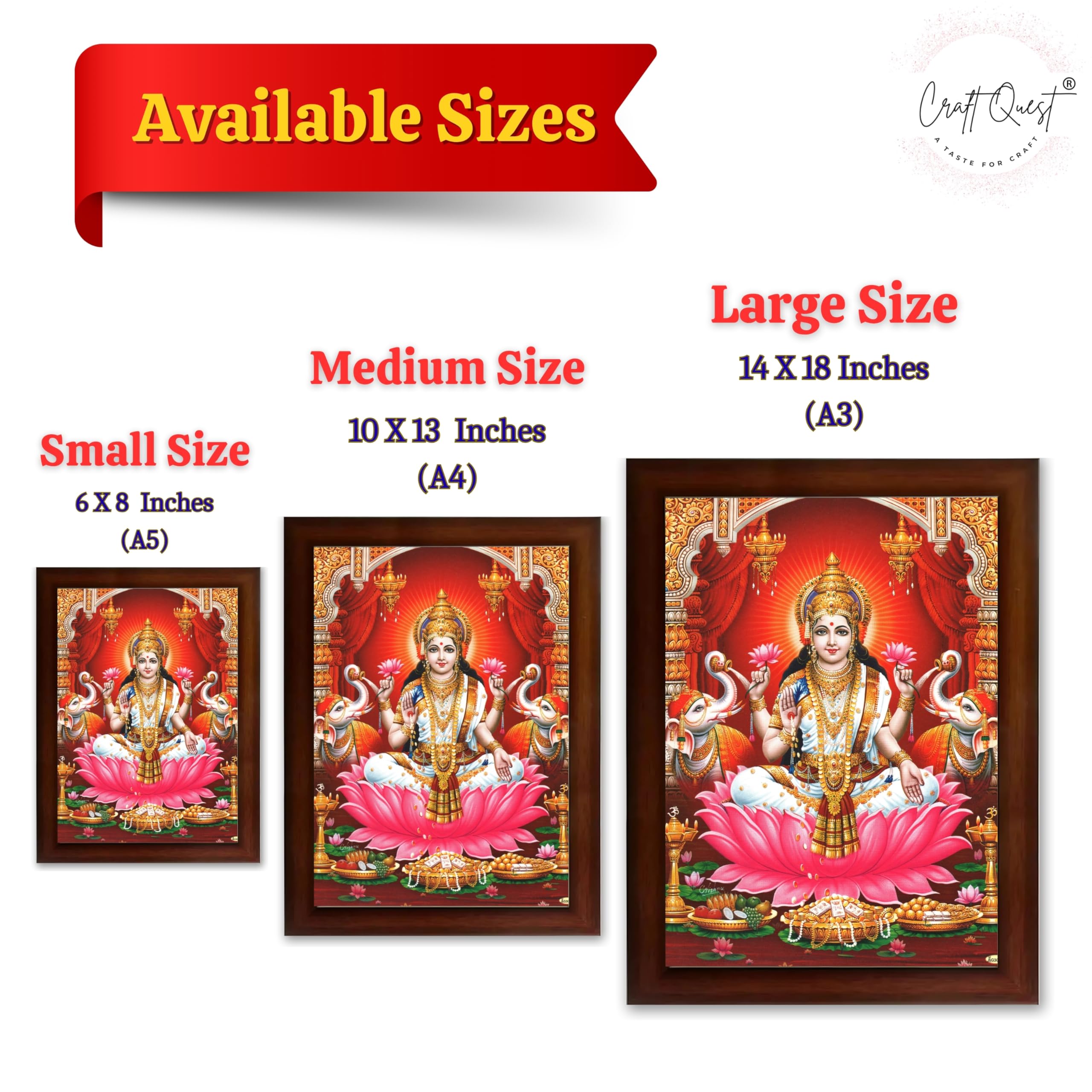 CRAFT QUEST Goddess Lakshmi Devi Dhana Vaibhav Laxmi Maa Wall Painting Frame Home Decor