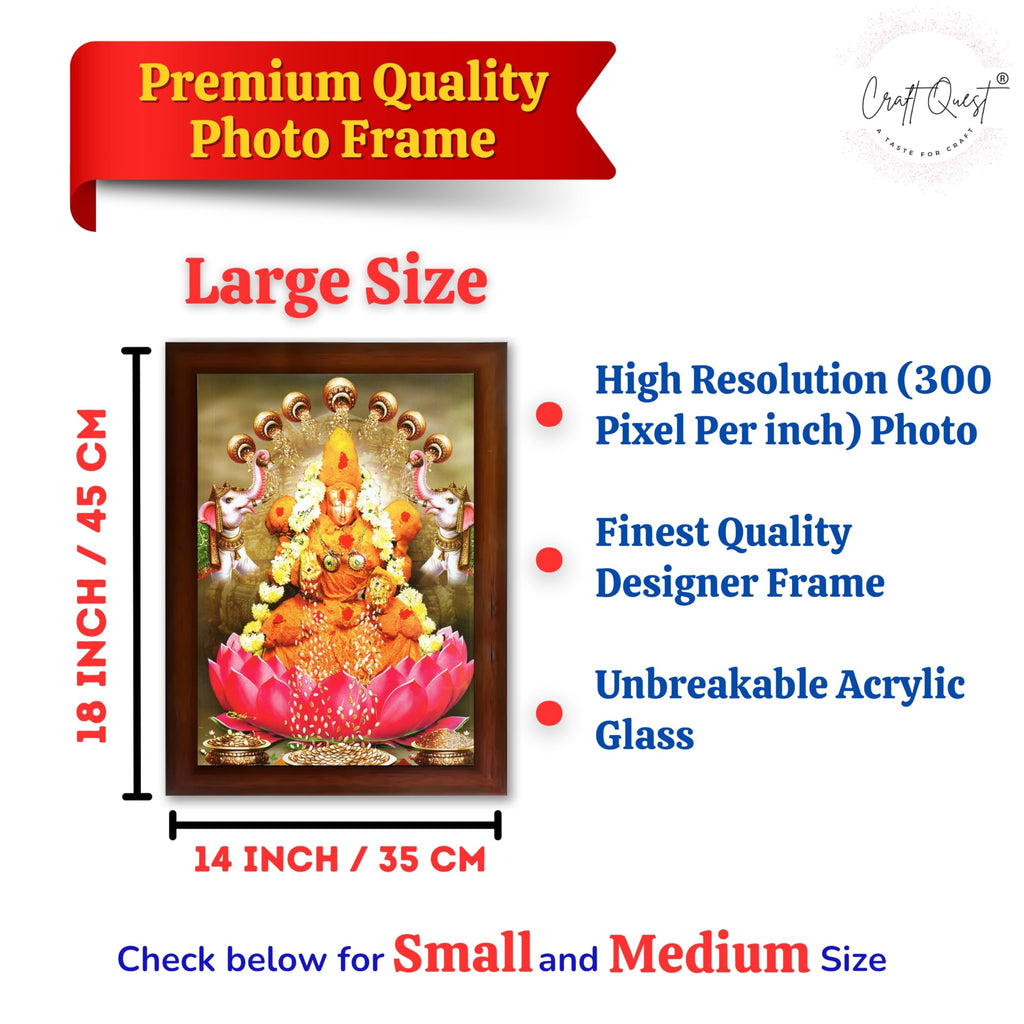 CRAFT QUEST Padmavati Devi Padmavathi Thayar Amman Wall Photo Framed | South God Picture Frame for Home, Office, Temple & Gifting, Decor