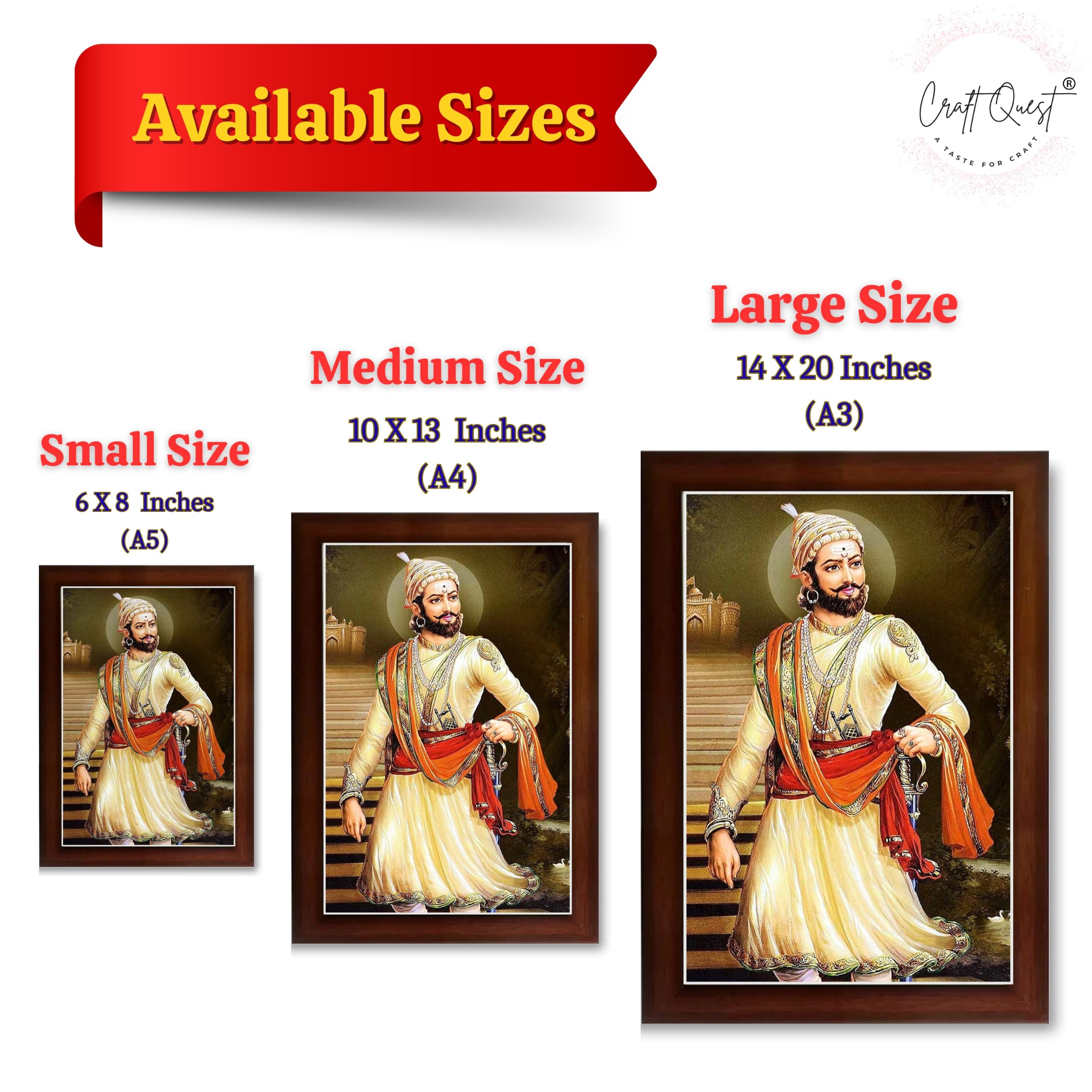 CRAFT QUEST Chattrapati Shivaji Maharaj Wall Photo Frame With Acrylic Sheet | For Living, Pooja Room | Home Decoration Item | Best Gifting Option