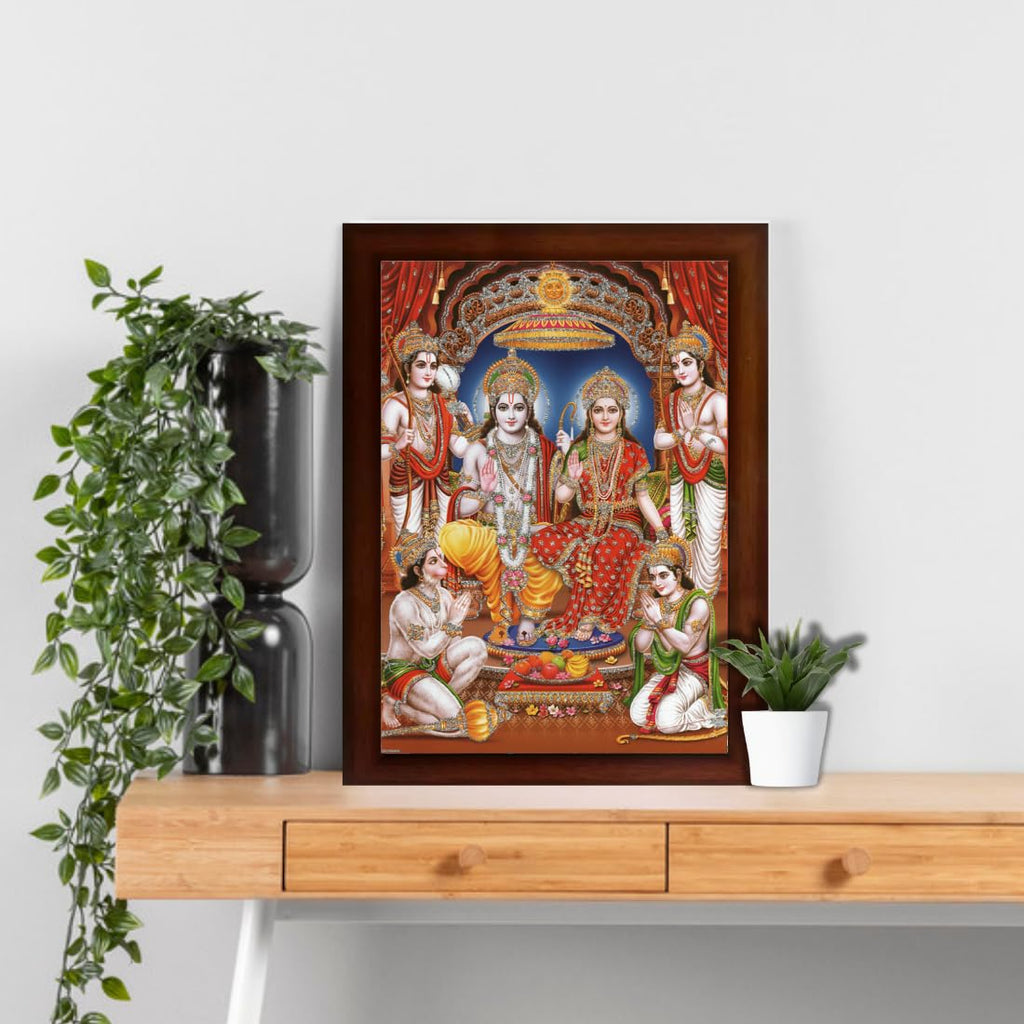 Craft Quest Ram Darbar Sparkle Coated Framed, Home Decorative Gift Item Painting (14 X 10 Inches, Multicolour,Religious) RD1013-515