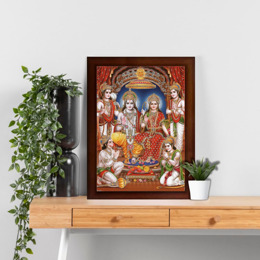 Craft Quest Ram Darbar Sparkle Coated Framed, Home Decorative Gift Item Painting (14 X 10 Inches, Multicolour,Religious) RD1013-515
