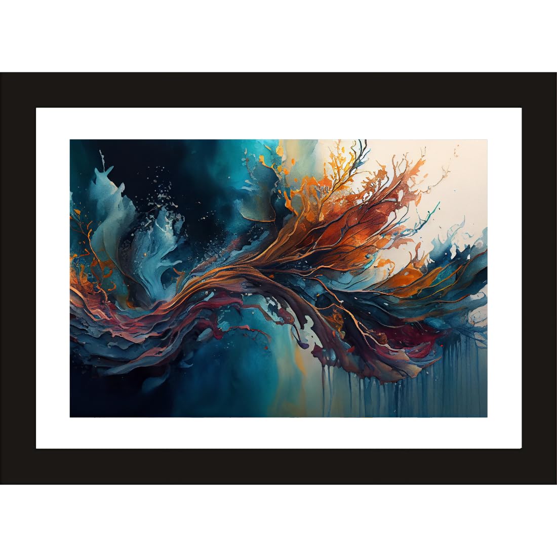 CRAFT QUEST Abstract Tropical Reverie Modern Art Poster Frame for Home & Office Wall Decoration - Portrait, Wall Display (Black, 14x10 Inch Frame with Art Print)
