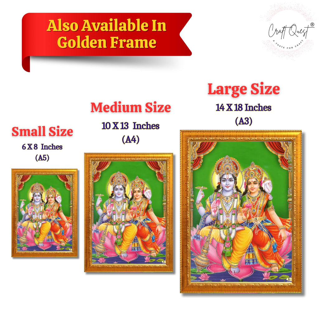 CRAFT QUEST Lord Vishnu and Goddess Lakshmi Giving Blessing on Shesh naag, Glitter Painting