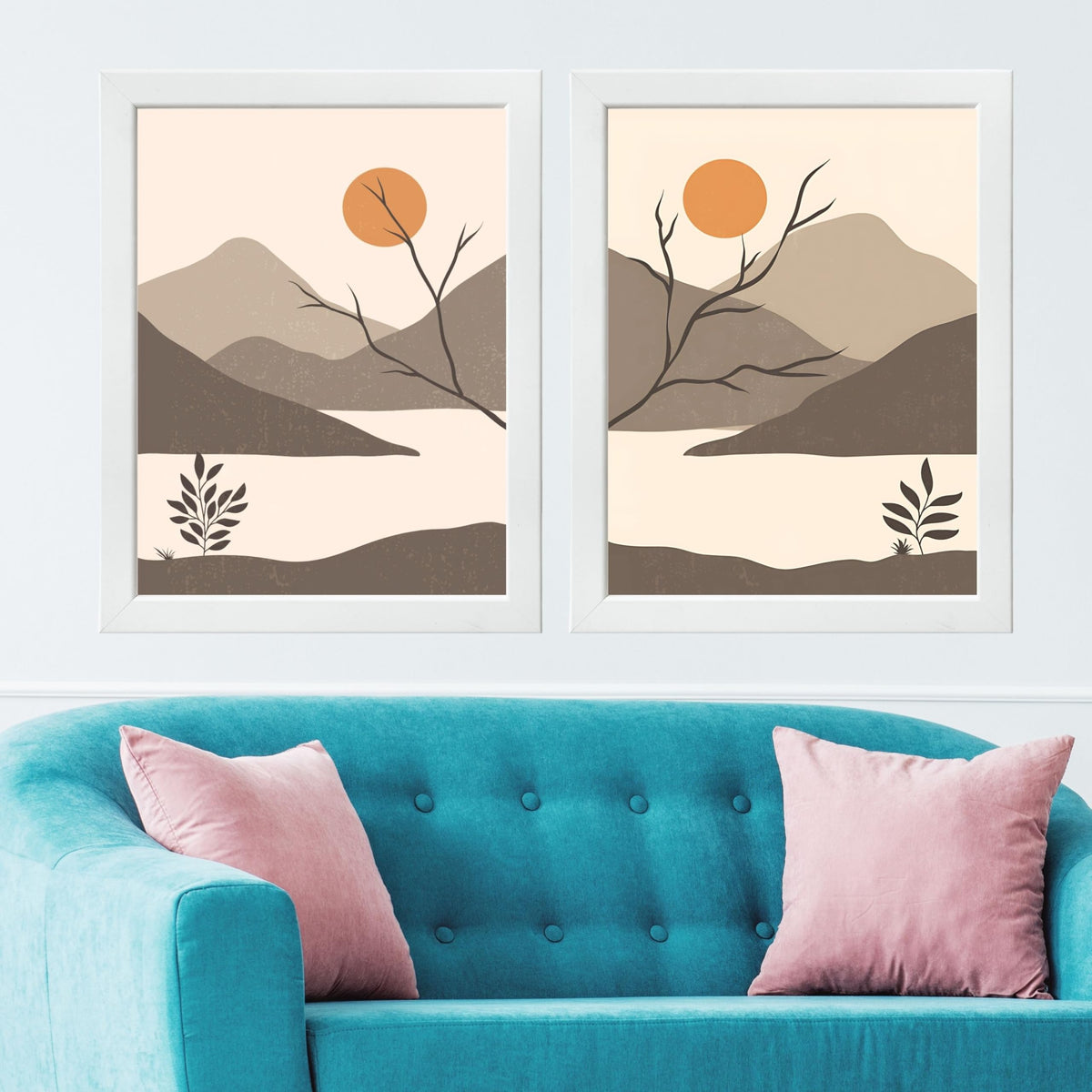CRAFT QUEST Set of 2 piece Wall Art poster Frame Painting for Wall Decoration With Acrylic Glass, living room, Home, Office