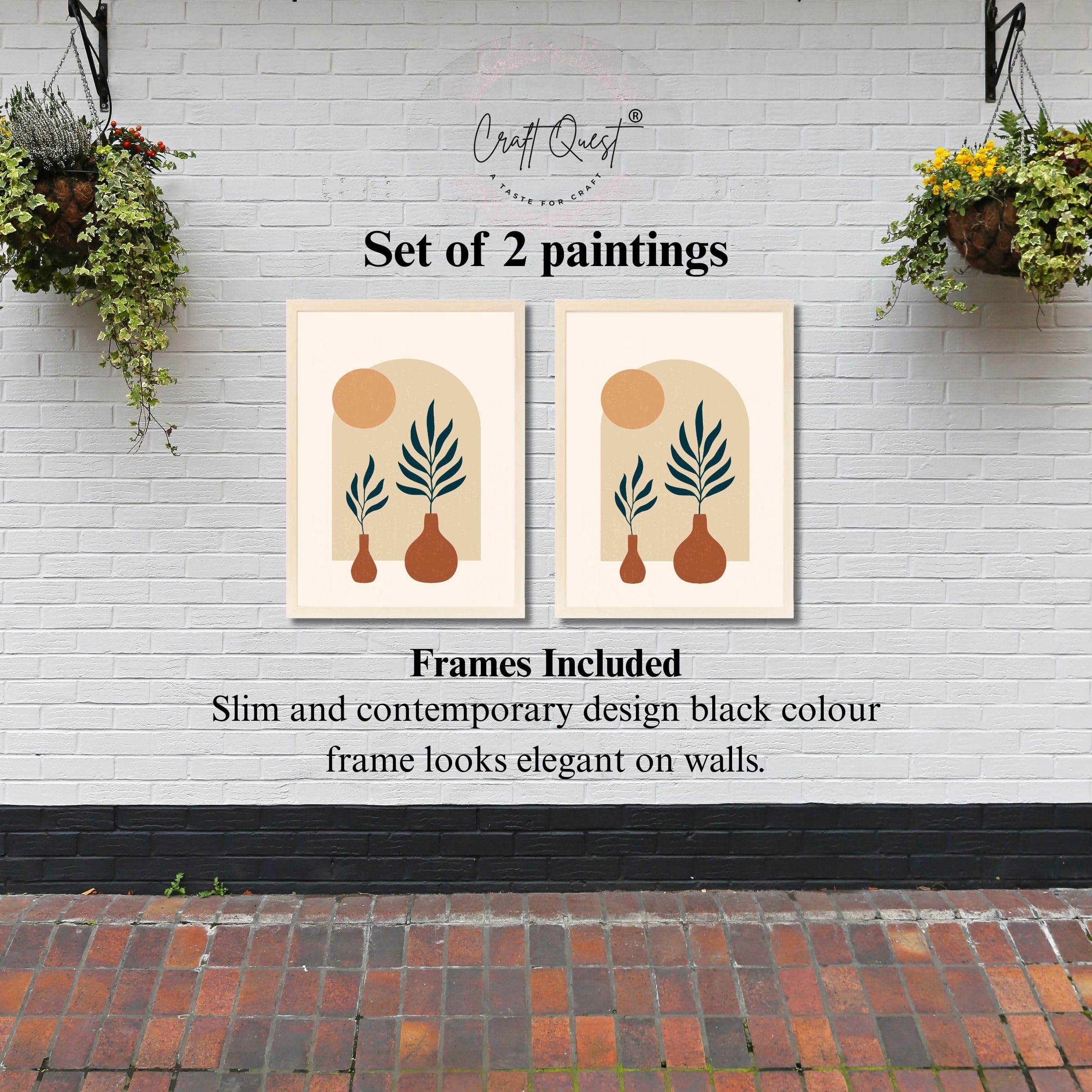 CRAFT QUEST 2 Piece Set of Wall Art poster Frame Painting for Wall Decoration With Acrylic Glass, living room, Home, Restraunt, Office