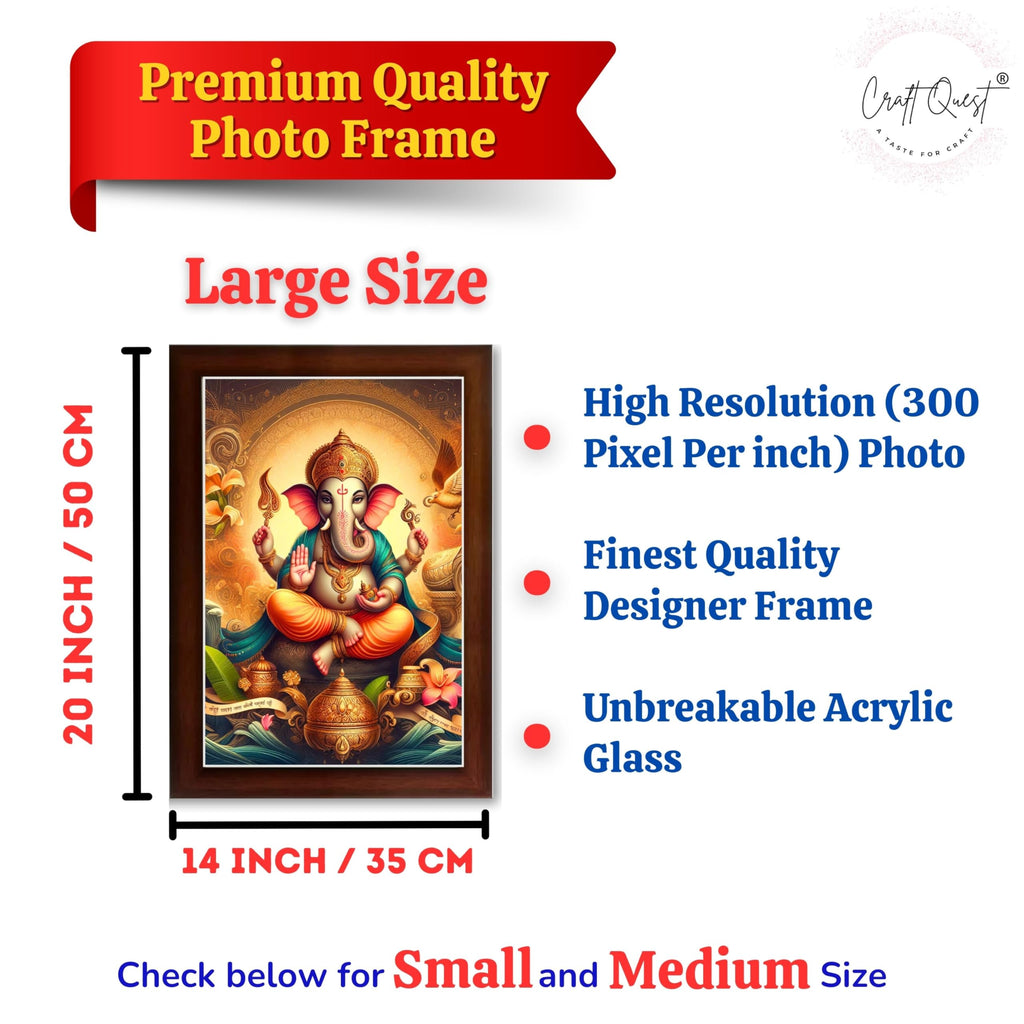 CRAFT QUEST Lord Ganesha Ganesh Ganpati Ganapathi Hanging Wall Painting Framed Home Decor