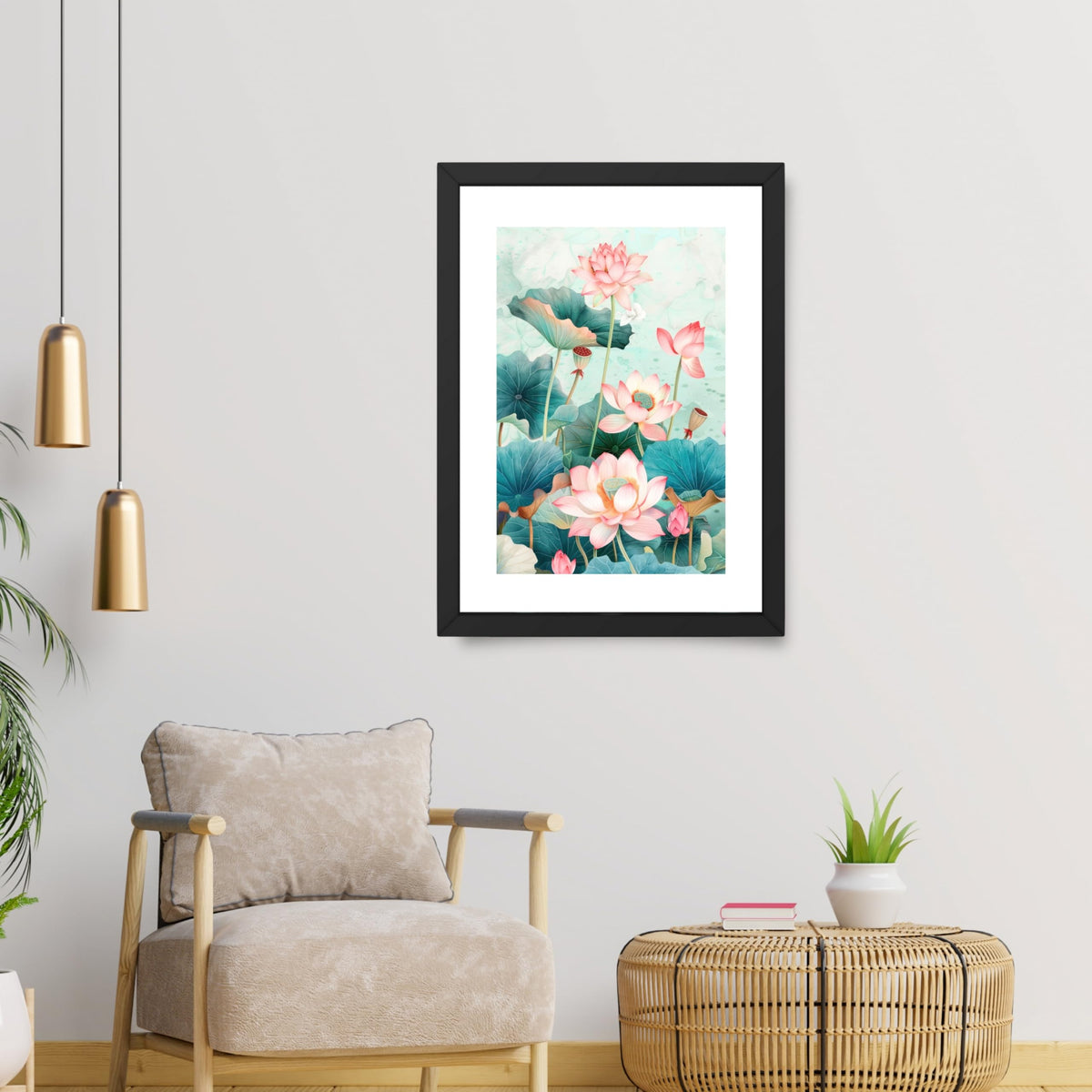 CRAFT QUEST Lotus Photo Frame Wall Vastu,Lotus Flower, Kamal Phool Painting for Vastu | Paintings for Home Decoration, Living room, and Office Décor