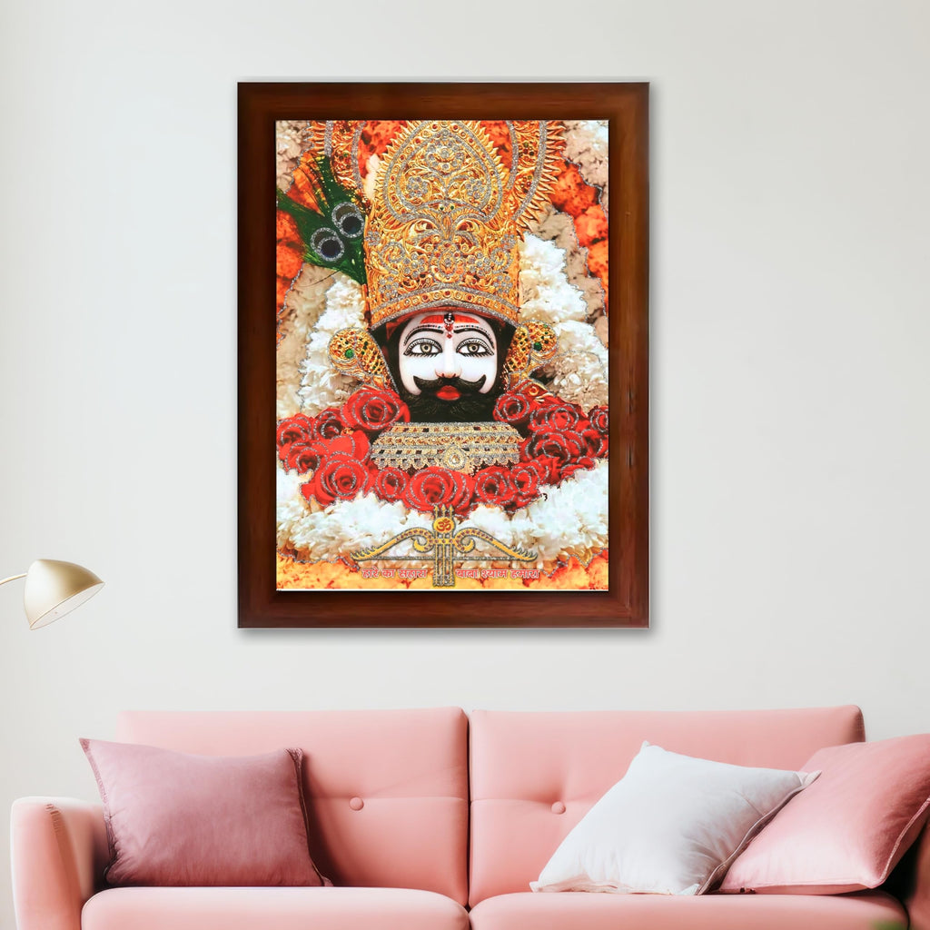 CRAFT QUEST Khatu Shyam Ji | Shyam Baba | Hare Ka Sahara Baba Shyam Hamara Photo Frame with Acrylic glass Wall Painting