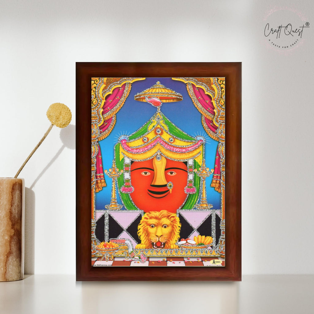CRAFT QUEST Renuka mata Wooden Photo Frame With Acrylic Sheet For Worship/Pooja