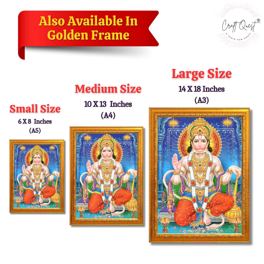 CRAFT QUEST Hanuman JI | Bajrangbali Religious Photo frame Decorative Item Synthetic frame