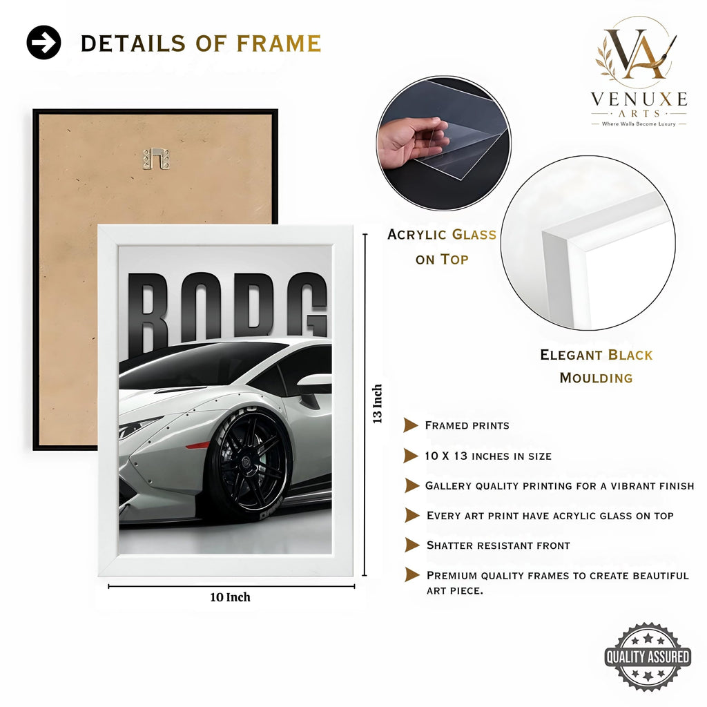 VENUXE ARTS Set Of 3 Big Sports Cars Framed Posters Gift Items for Boys Room Wall Decoration Bedroom Living Room Office Studio Décor | Car Poster Frame for Wall Décor