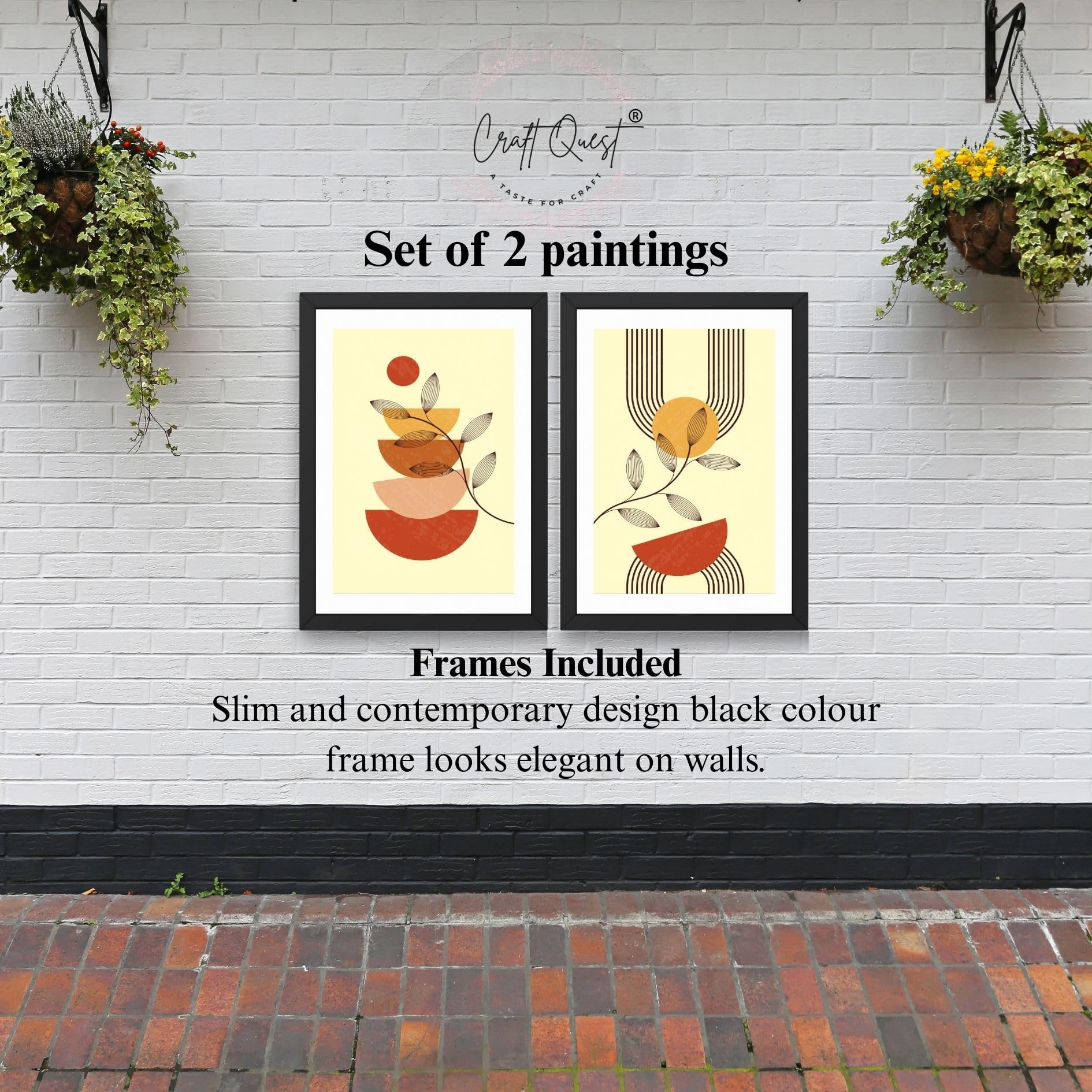 CRAFT QUEST 2 Piece Set Wall Art Photo Frame Painting for Wall Decoration With Acrylic Glass, Wall Art for living room,Home, Office Restraunt