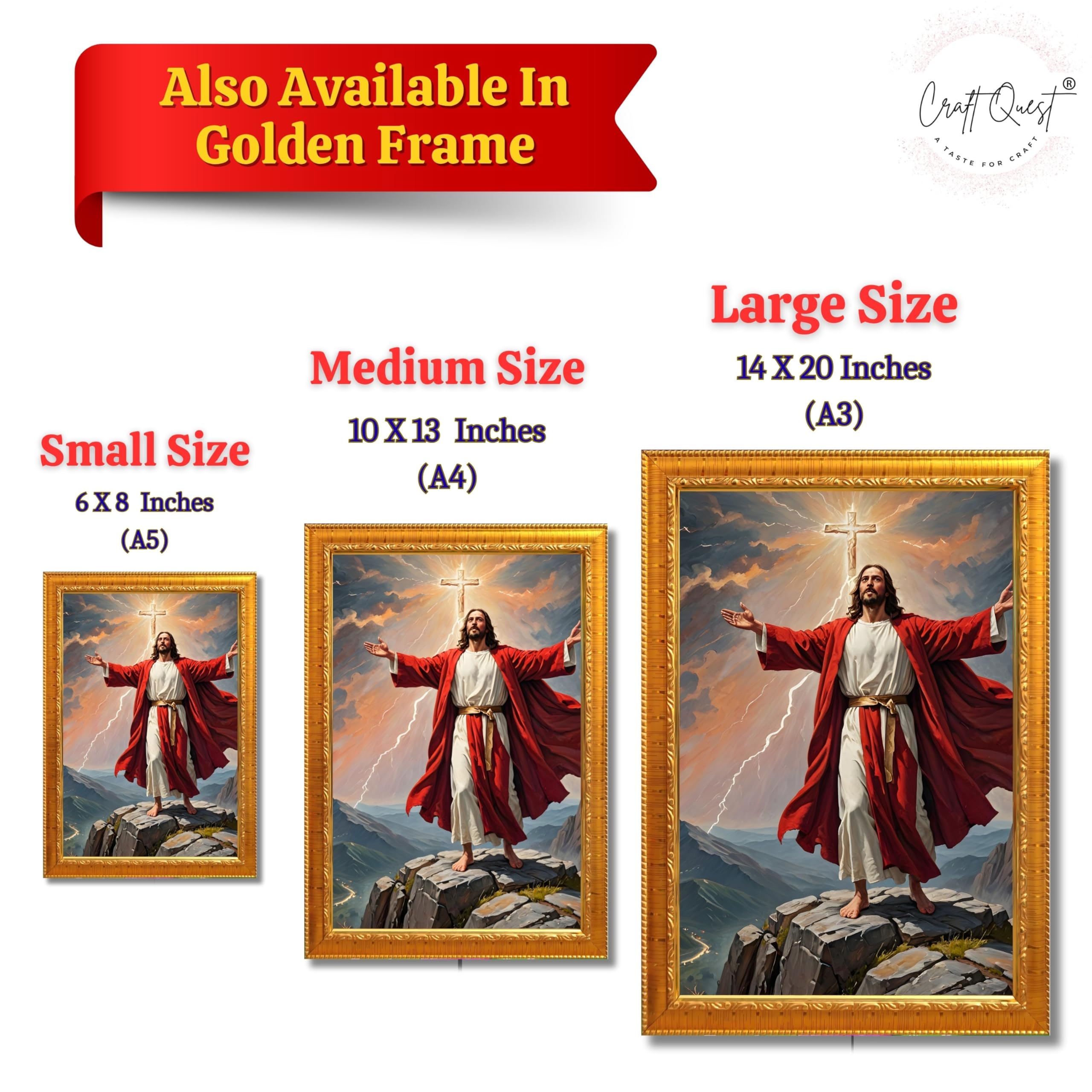 CRAFT QUEST Lord Jesus Christ Christmas Wall Artwork Photo Frame Spiritual Christian Wall Décor for Room