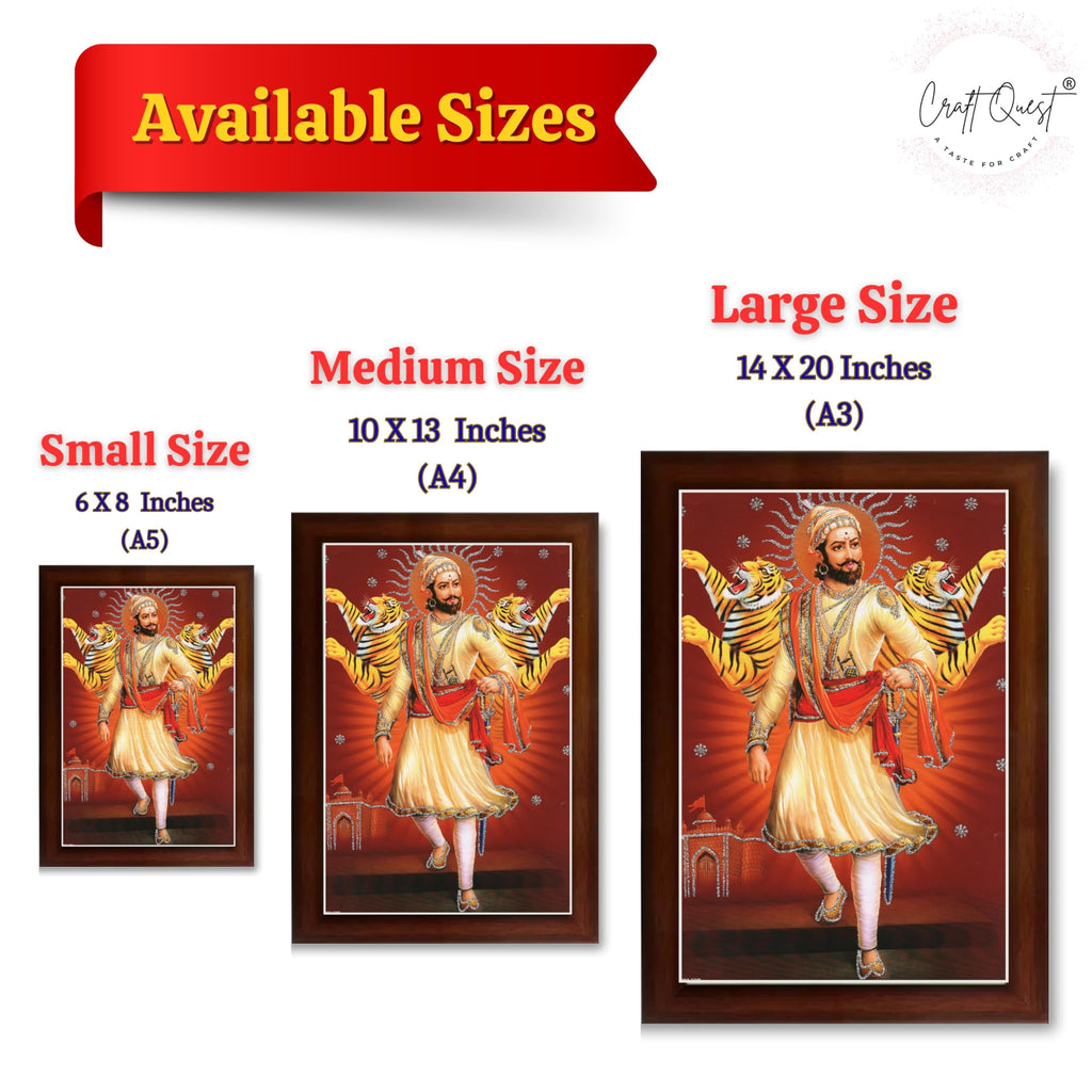 CRAFT QUEST Shivaji Chhatrapati Maharaj Photo Frame | For Living, Pooja Room | Wall Decoration Item | Best Gifting Option