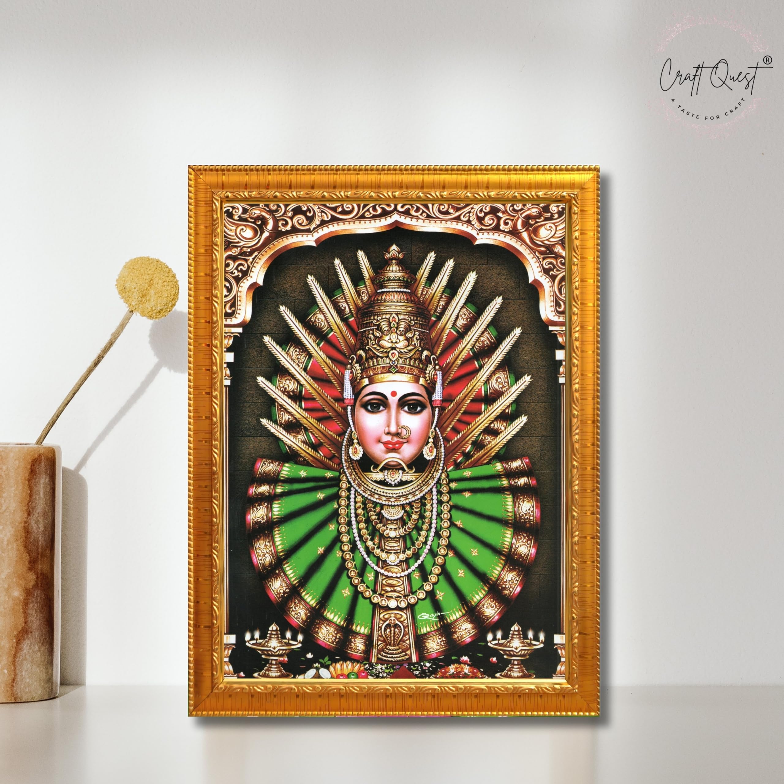 CRAFT QUEST Renuka Devi Yellamma Mata Ellamma Thalli Wall Photo Frame | South God Picture Frame for Home, Office, Temple & Gifting, Decor
