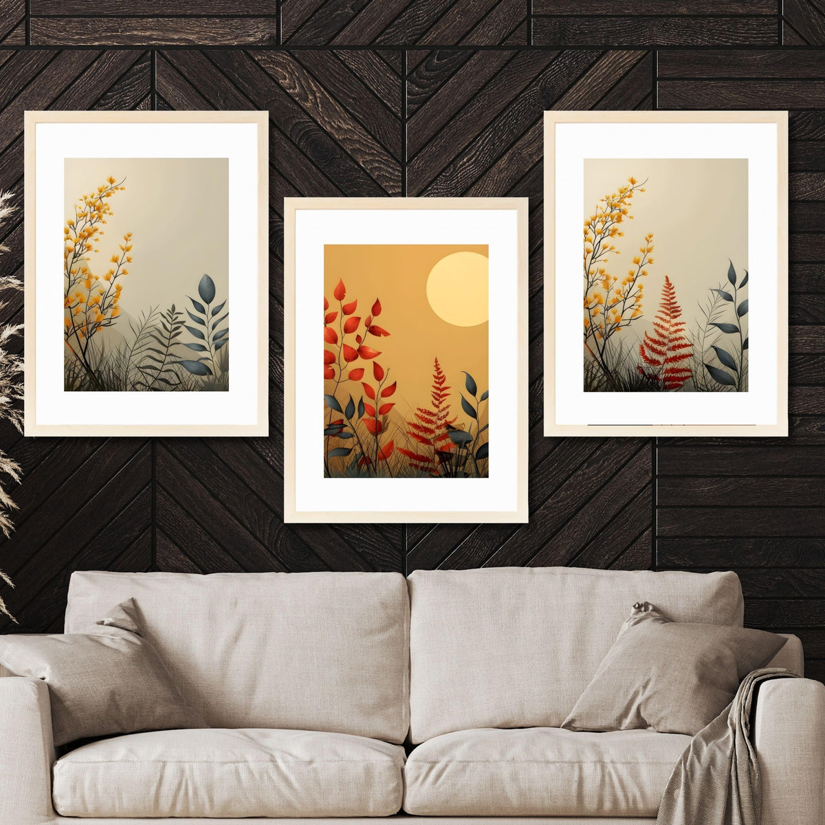 CRAFT QUEST Wall Art Decor Paintings | Set of 3 FLORAL Wall Art Frames for Home Decoration | Ideal for Living Room, Bedroom & Offices