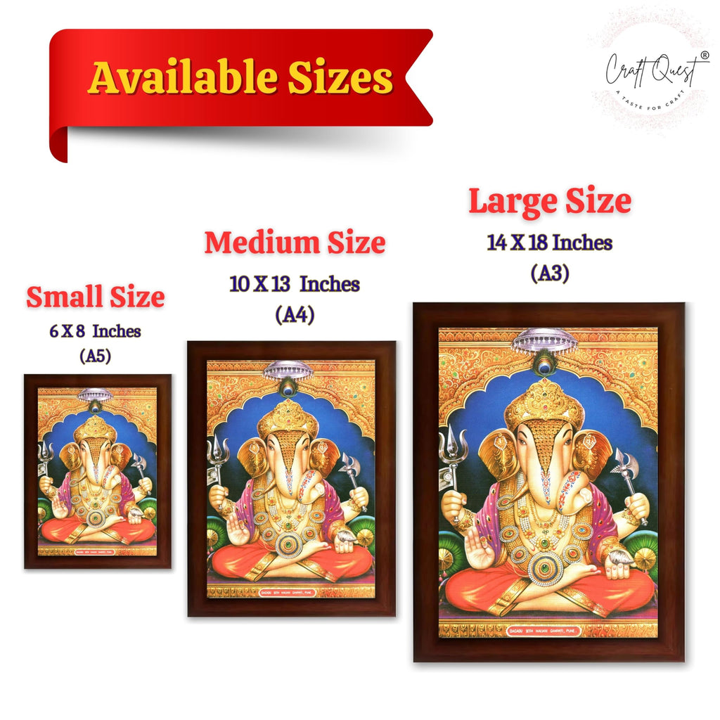 CRAFT QUEST Lord Ganesh ji Modern Wall Painting With Frame For Home pooja, and Office Decor,