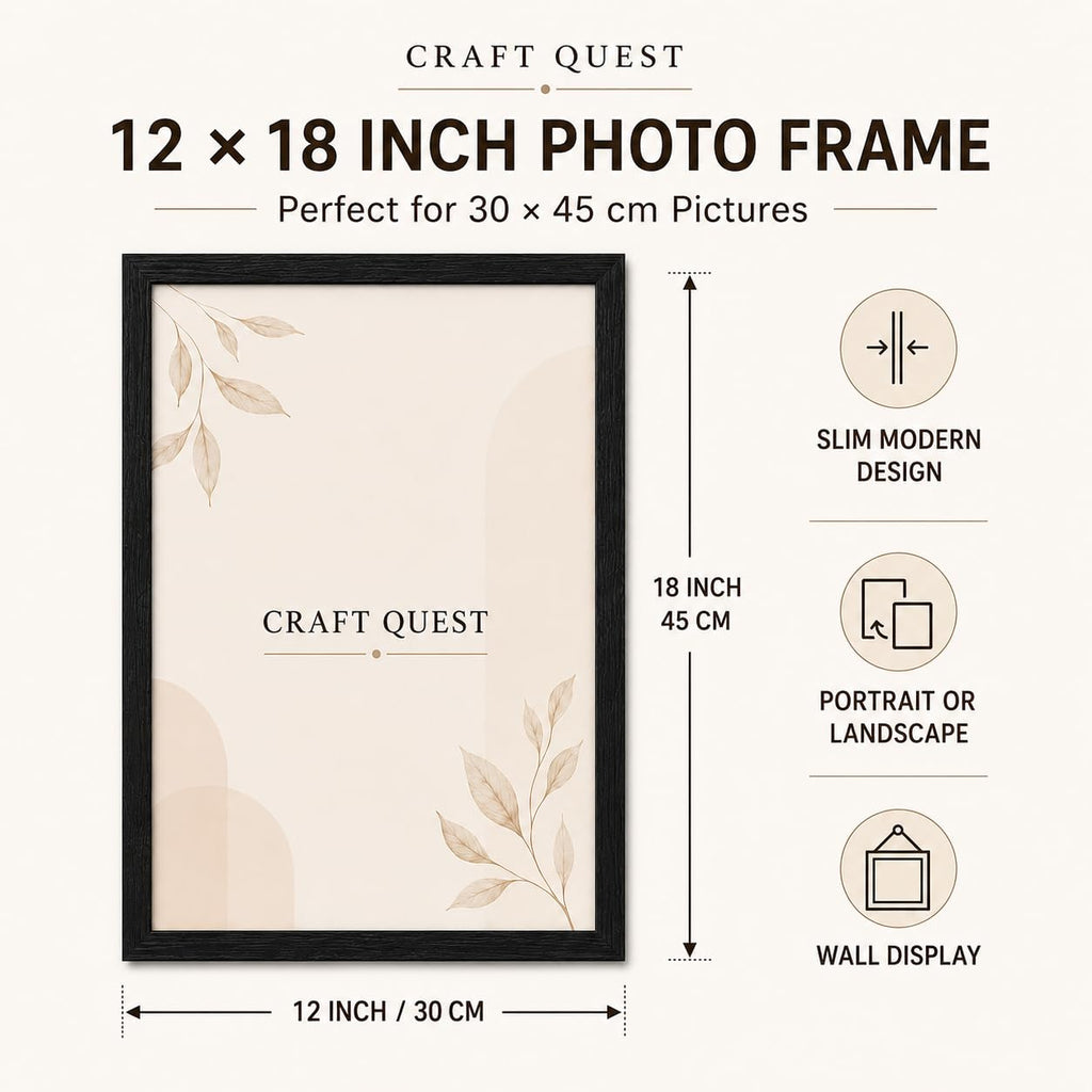 CRAFT QUEST 4X6 Inch Size synthetic Wall Mount Photo frames Single For Home Decoration, Living Room, Office Decoration (Natural, Set of 1)
