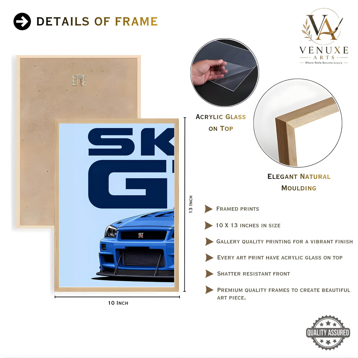 VENUXE ARTS Set Of 3 Big Sports Cars Framed Posters Gift Items for Boys Room Wall Decoration Bedroom Living Room Office Studio Décor | Car Poster Frame for Wall Décor