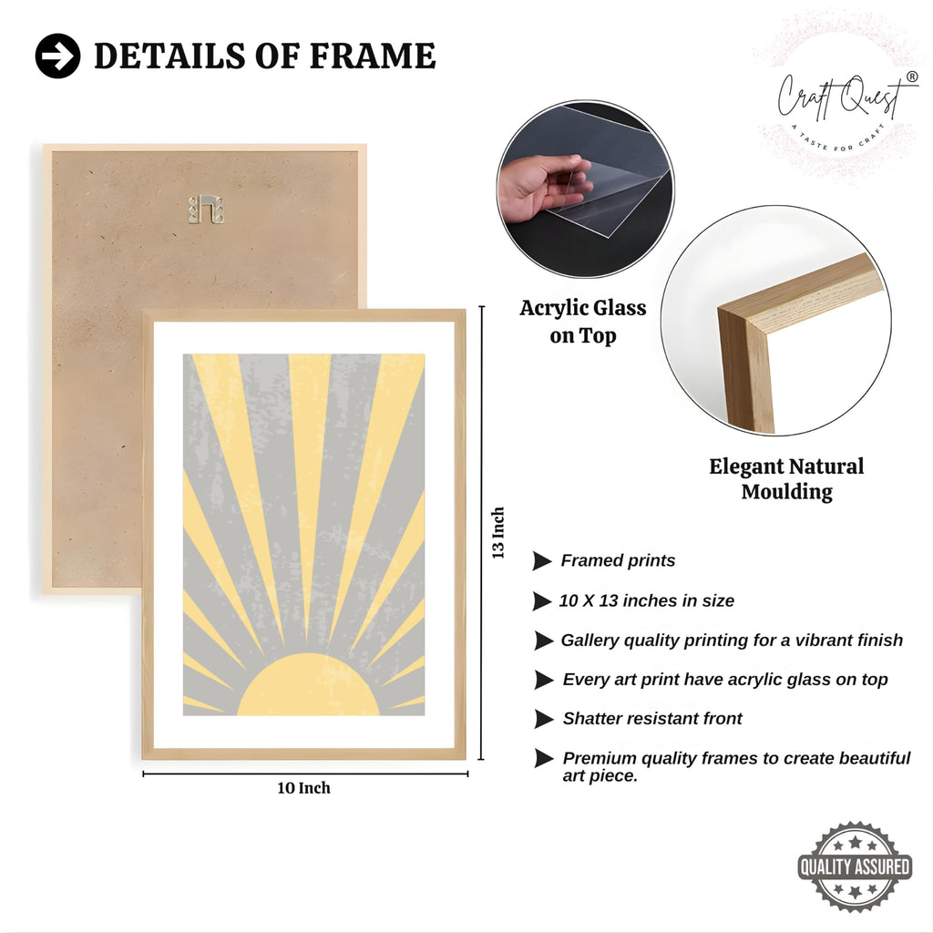 CRAFT QUEST Wall Art Decor Paintings | Set of 3 BOHO Wall Art Frames for Home Decoration | Ideal for Living Room, Bedroom & Offices