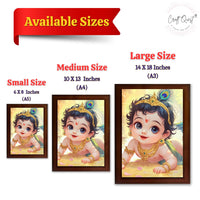 CRAFT QUEST Shri Bal Gopal Painting | Baby Krishna Photo Frame | Walls, Home, Living Room and Home Décor