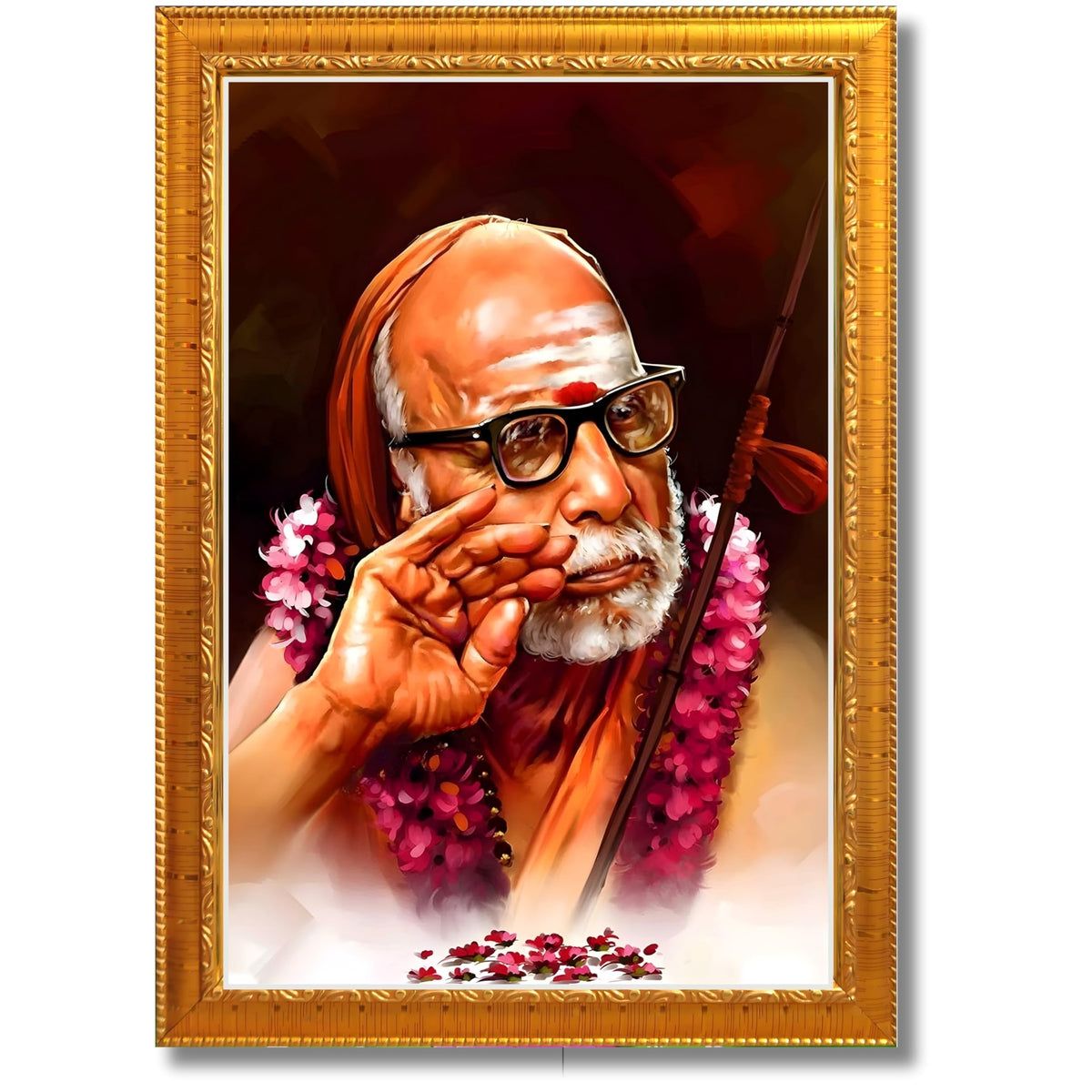 CRAFT QUEST Kanchi Maha Periyava Periyavar Periyar Kanji Wall Painting Framed Home Décor