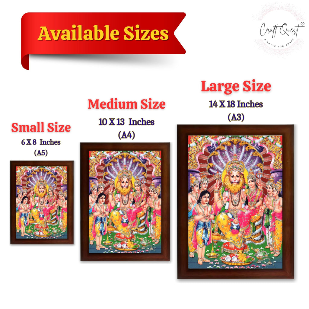 CRAFT QUEST Narasimha Swamy Lord Narsingh Bhagwan Photo Framed | Acrylic Glass, Lightweight | Ideal for Home, Office, Temple & Puja Room, Wall Decor