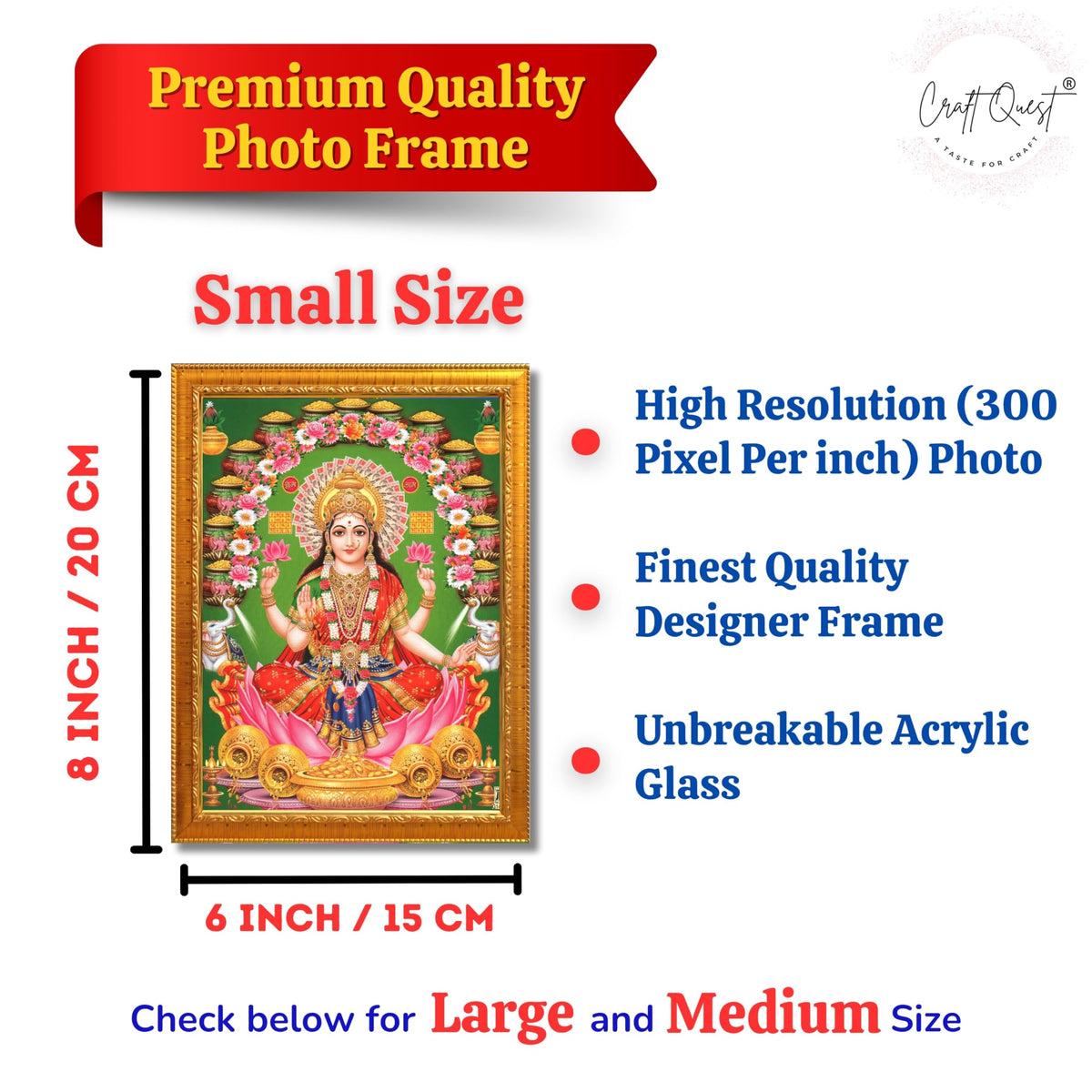 CRAFT QUEST Goddess Lakshmi Devi Dhana Vaibhav Laxmi Maa Wall Painting Frame Home Decor