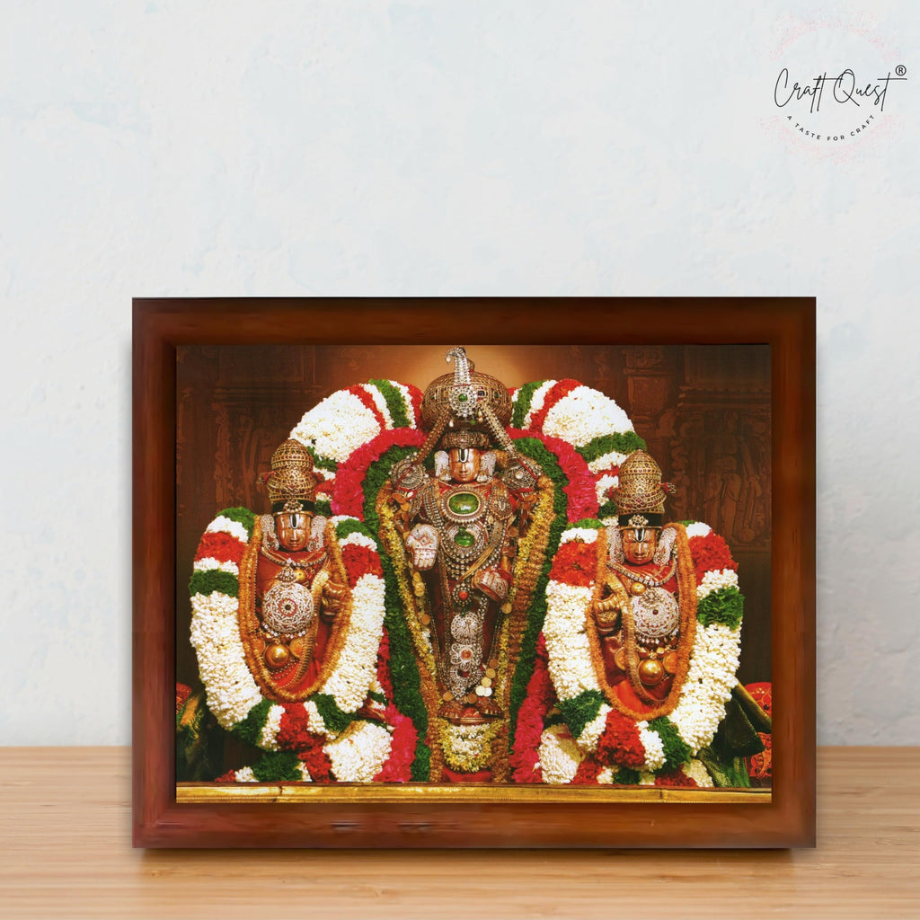 CRAFT QUEST Tirupati Balaji with Padmavati Photo Frame; sri; Venkateshwara; Wall Photo Frame | South God Frame for Home, Office, Temple & Gifting